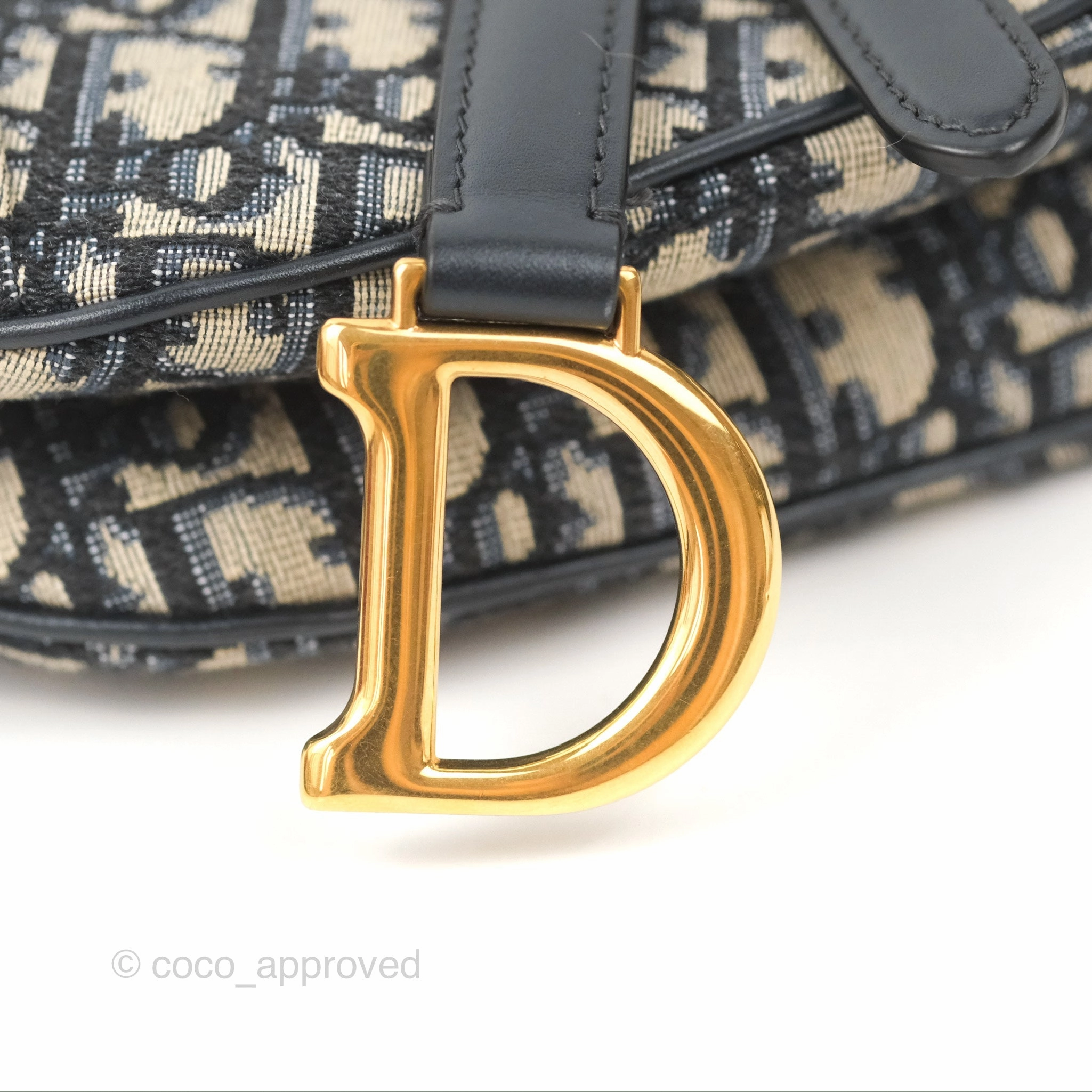 Christian Dior Mini Saddle Bag Blue Oblique Jacquard Gold Hardware