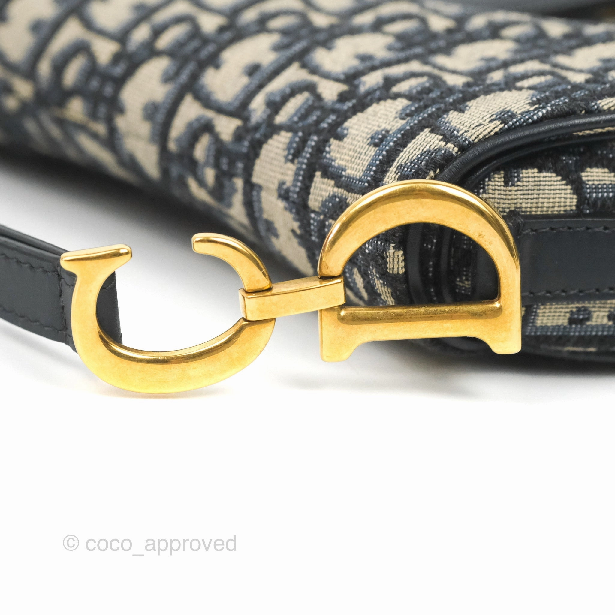 Christian Dior Mini Saddle Bag Blue Oblique Jacquard Gold Hardware