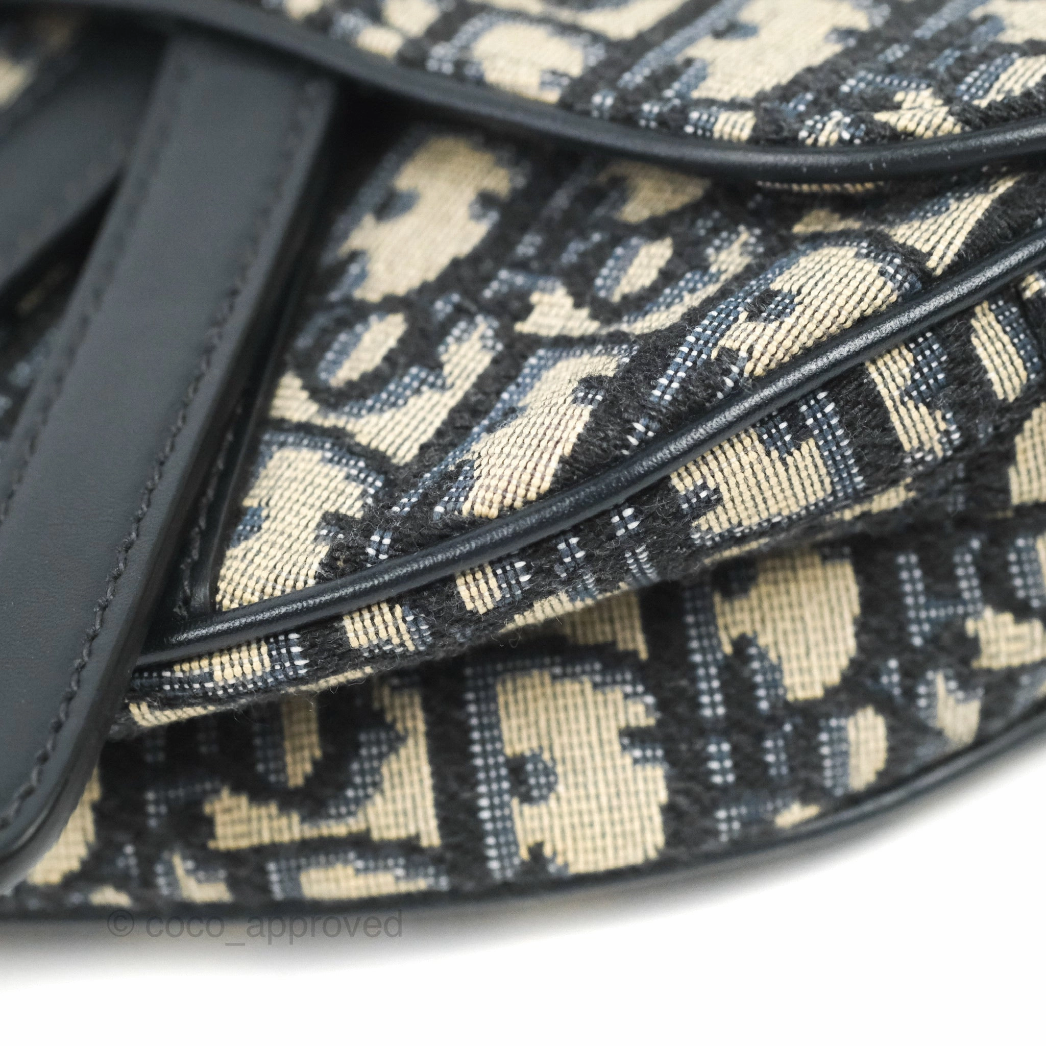 Christian Dior Mini Saddle Bag Blue Oblique Jacquard Gold Hardware