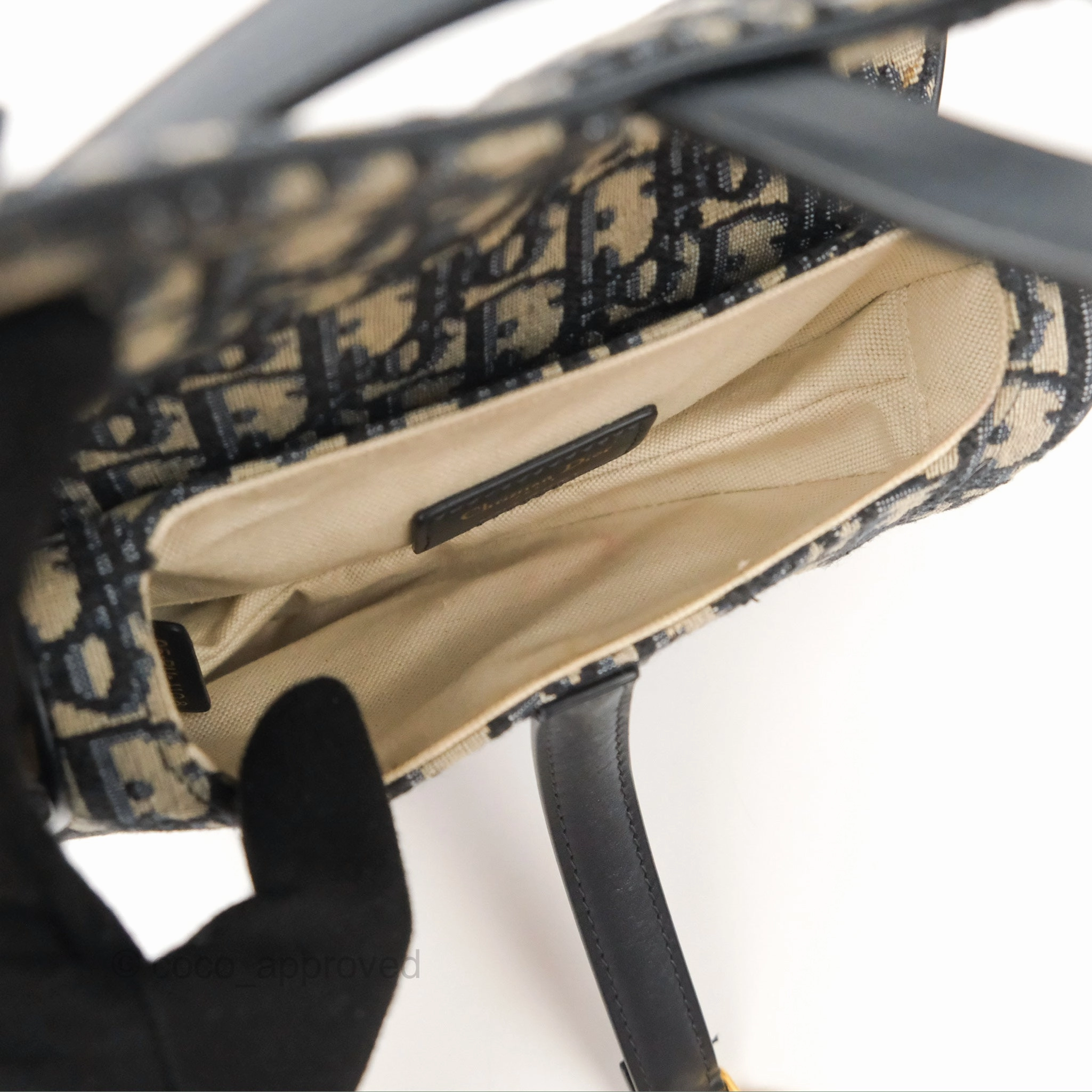 Christian Dior Mini Saddle Bag Blue Oblique Jacquard Gold Hardware