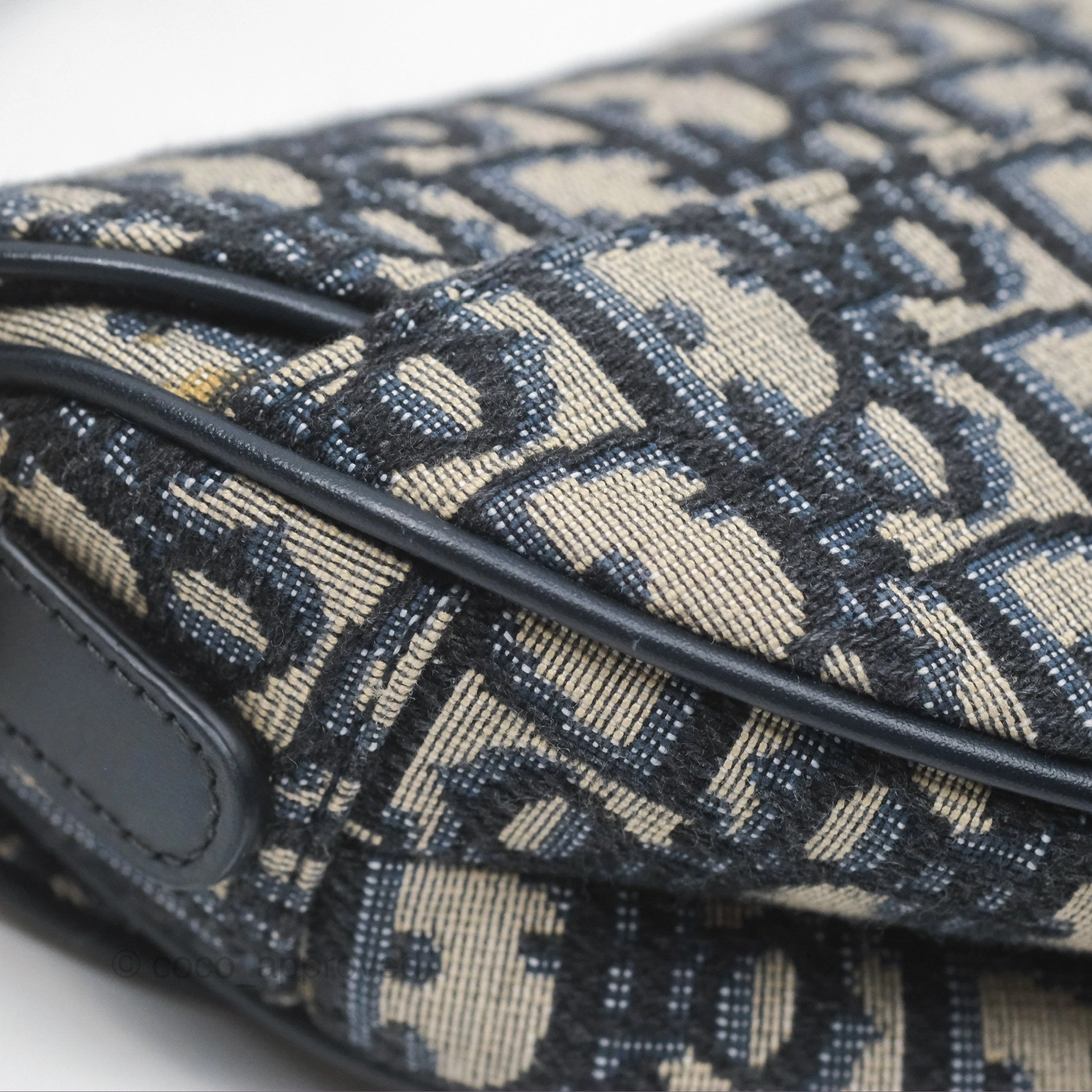 Christian Dior Mini Saddle Bag Blue Oblique Jacquard Gold Hardware