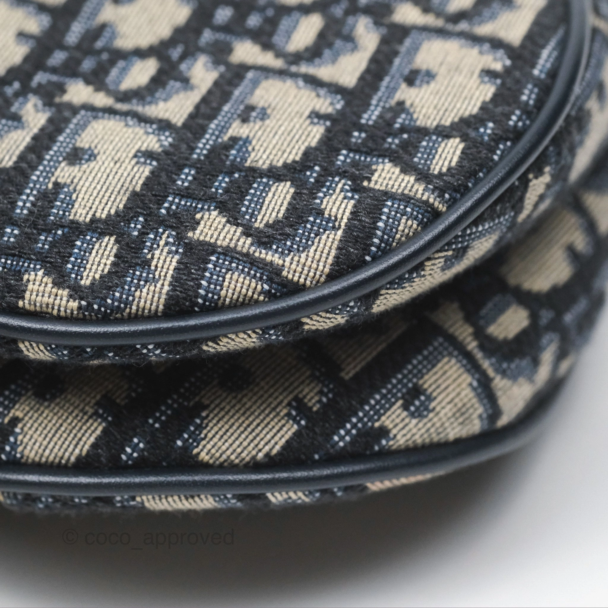 Christian Dior Mini Saddle Bag Blue Oblique Jacquard Gold Hardware