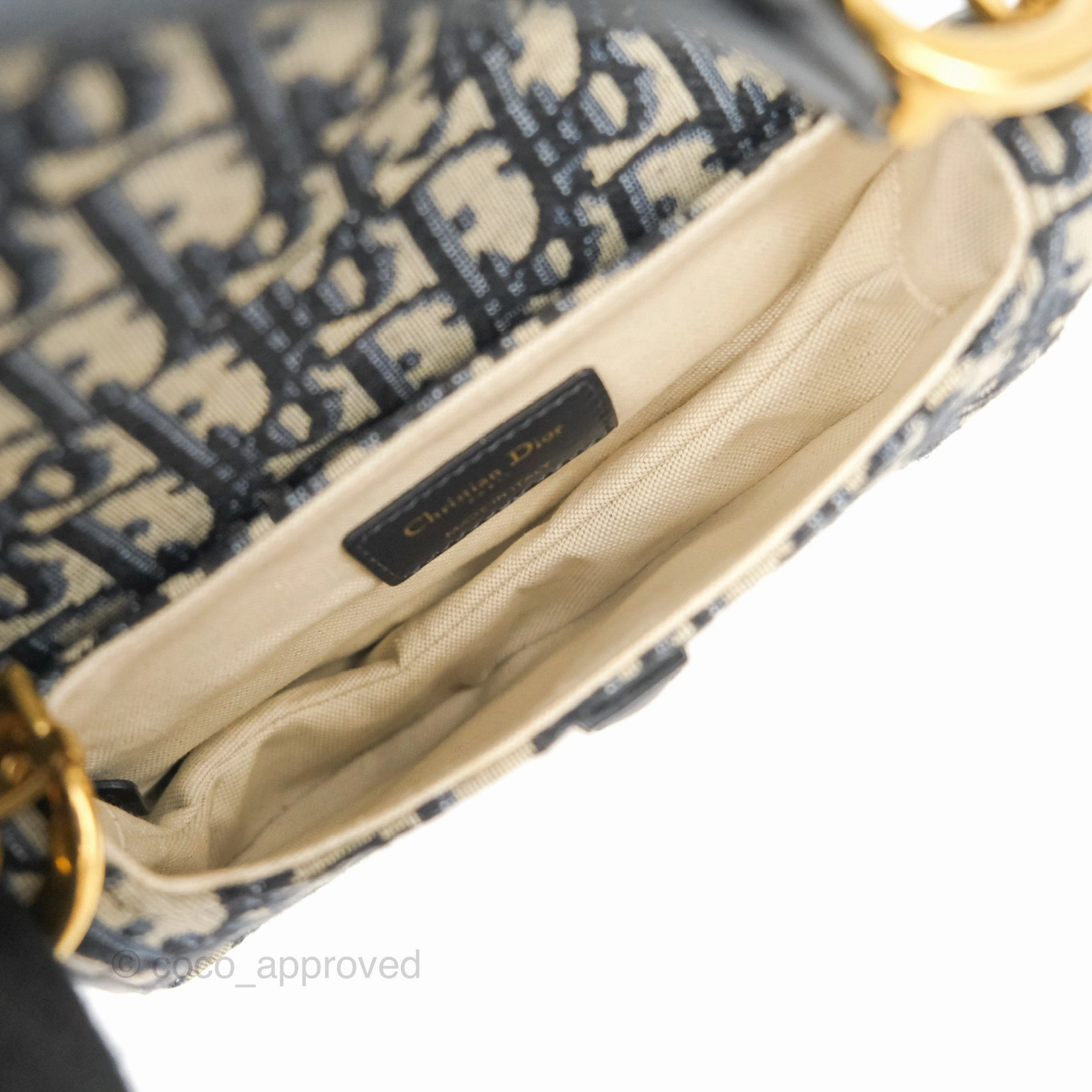 Christian Dior Mini Saddle Bag Blue Oblique Jacquard Gold Hardware