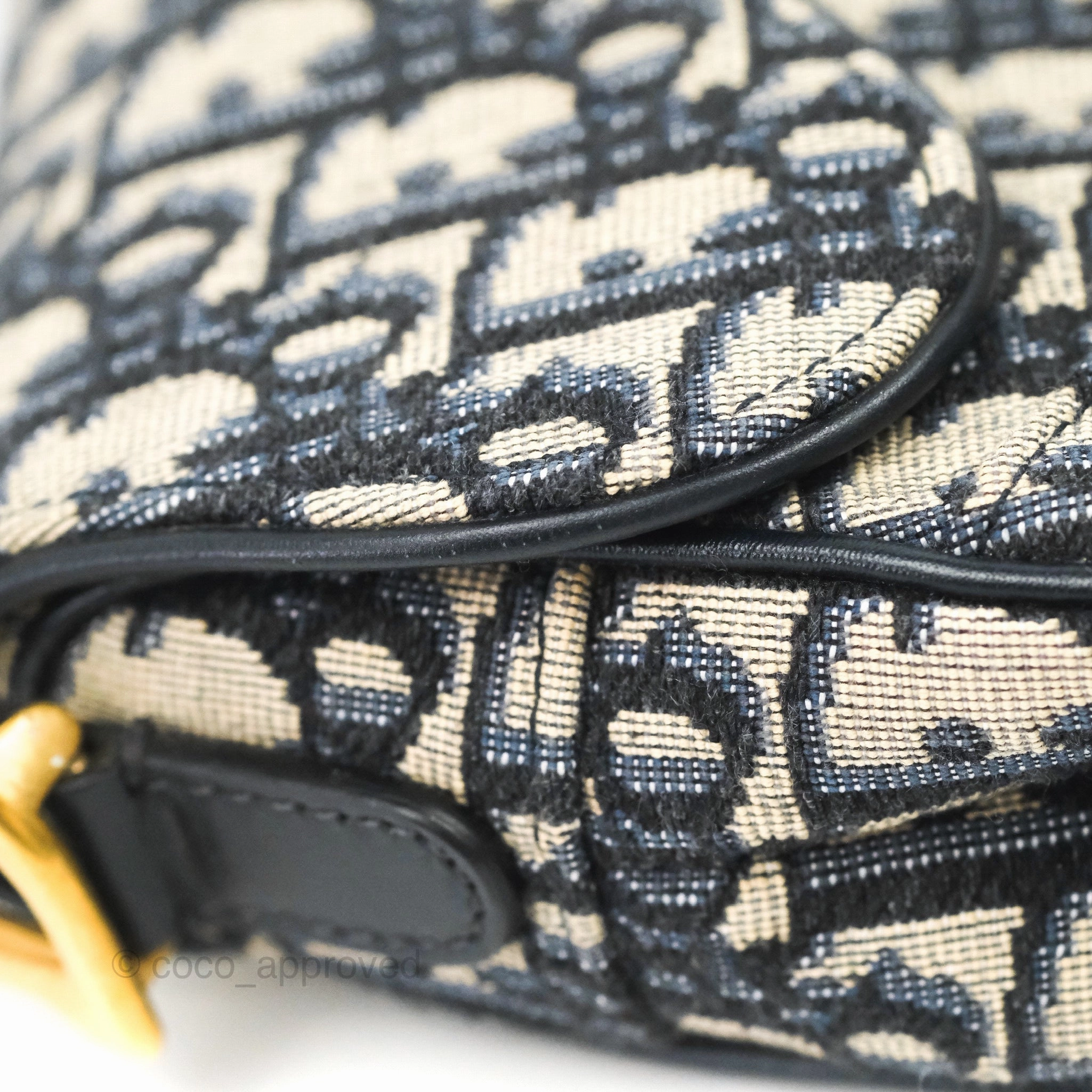 Christian Dior Mini Saddle Bag Blue Oblique Jacquard Gold Hardware