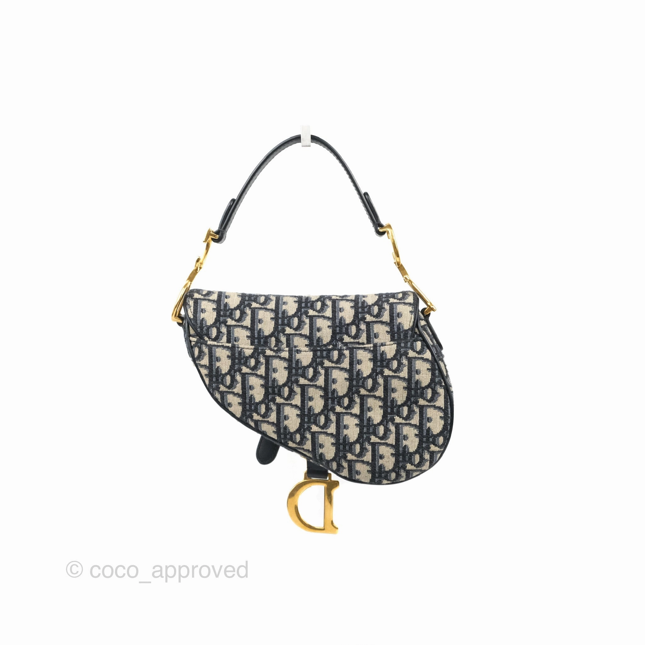 Christian Dior Mini Saddle Bag Blue Oblique Jacquard Gold Hardware
