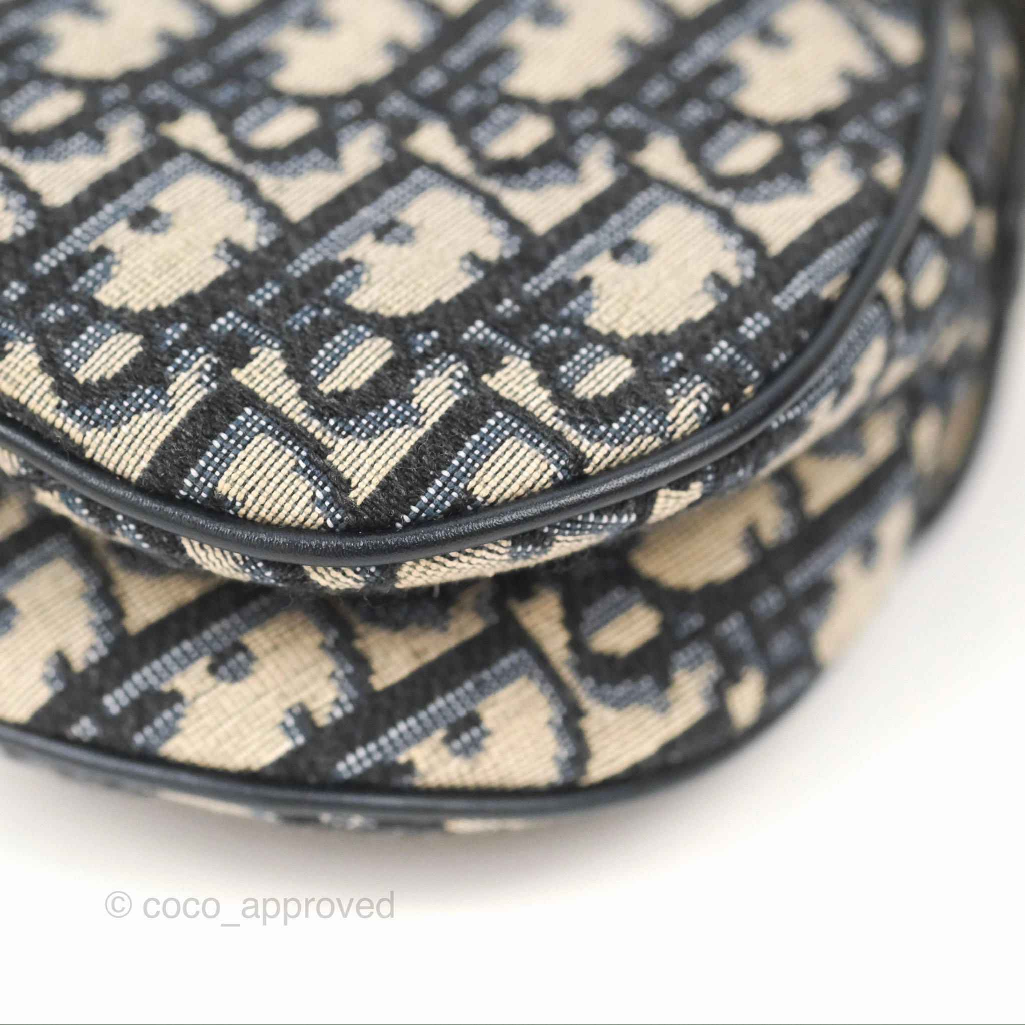 Christian Dior Mini Saddle Bag Blue Oblique Jacquard Gold Hardware