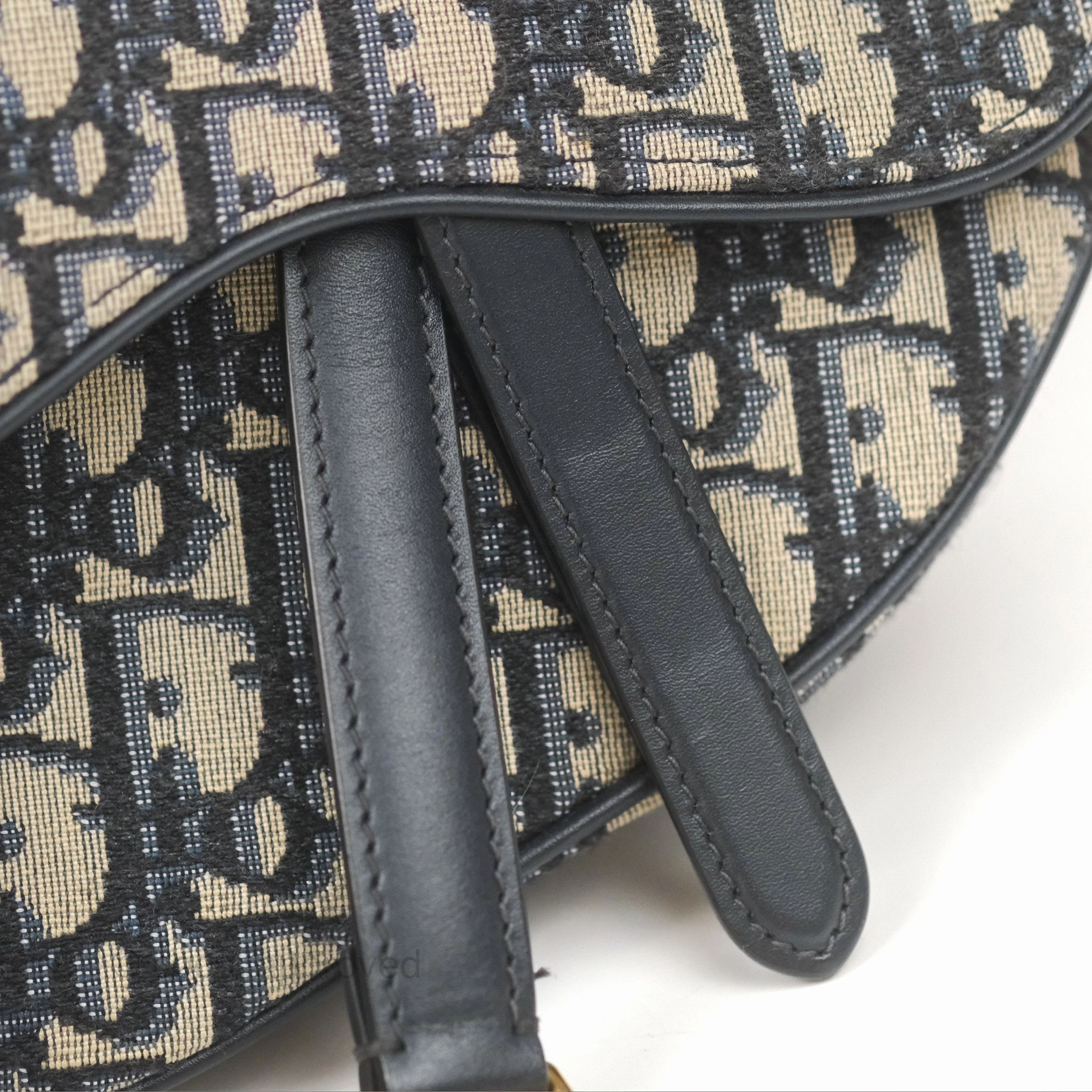 Christian Dior Mini Saddle Bag Blue Oblique Jacquard Gold Hardware