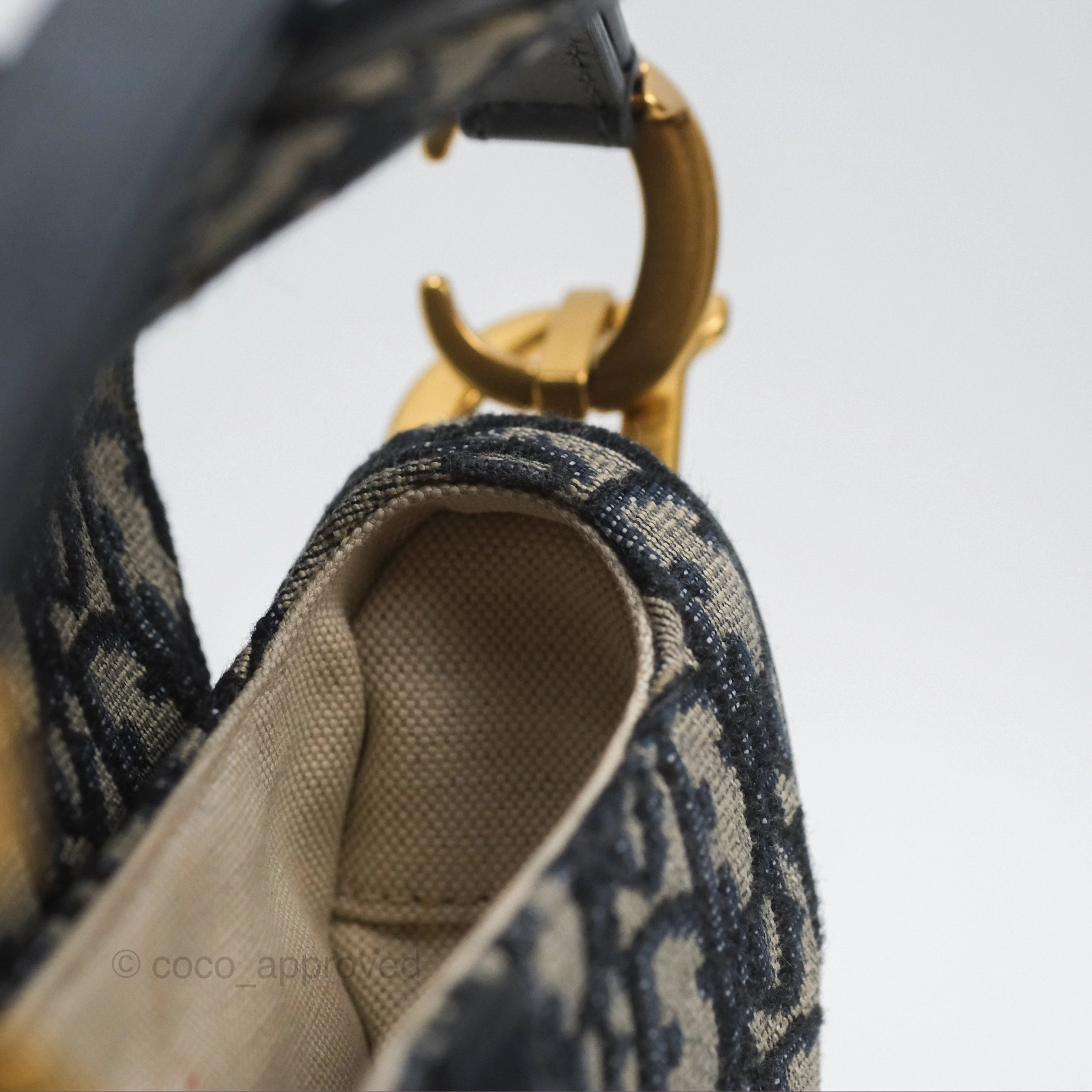 Christian Dior Mini Saddle Bag Blue Oblique Jacquard Gold Hardware