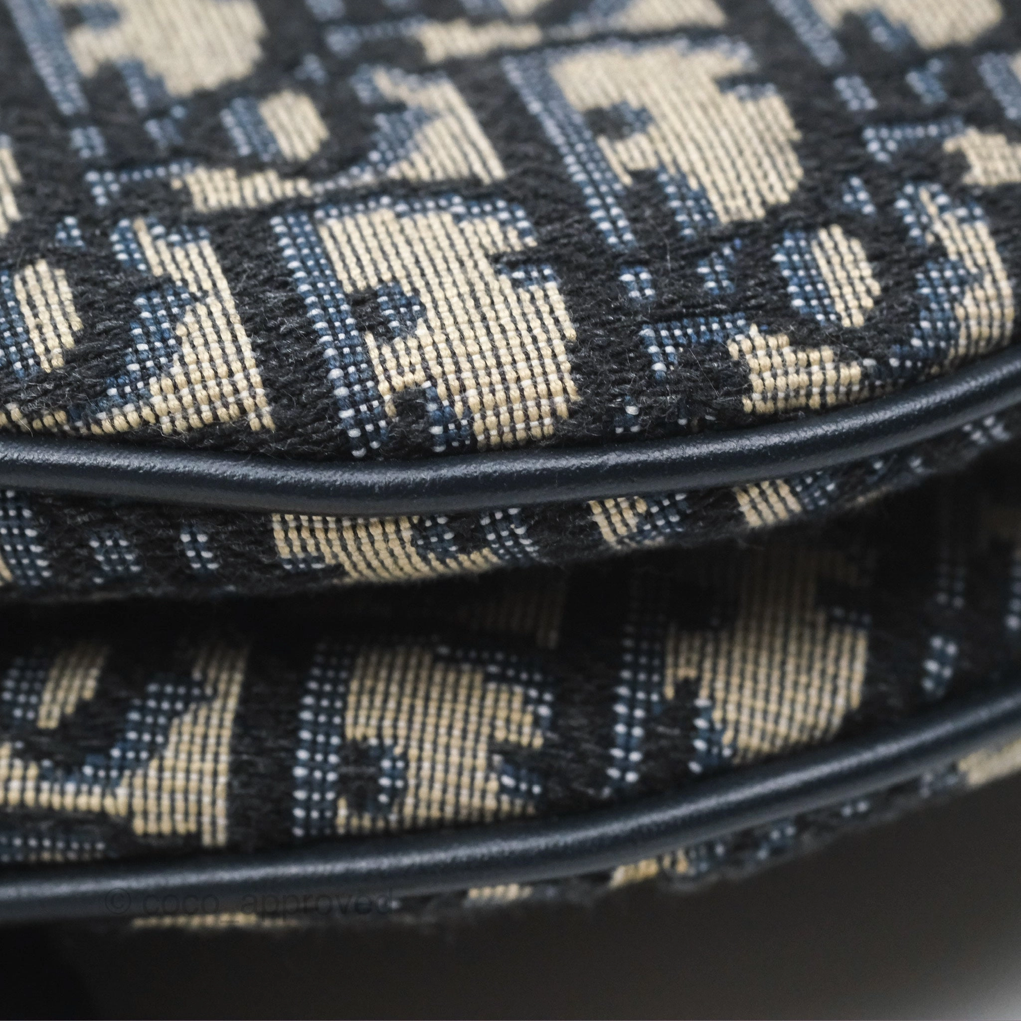 Christian Dior Mini Saddle Bag Blue Oblique Jacquard Gold Hardware