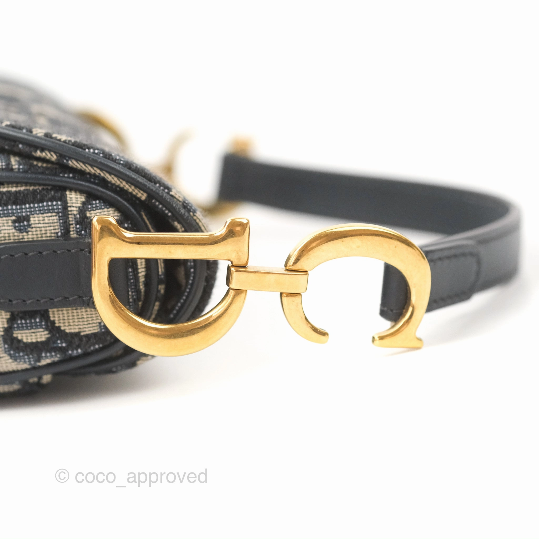 Christian Dior Mini Saddle Bag Blue Oblique Jacquard Gold Hardware