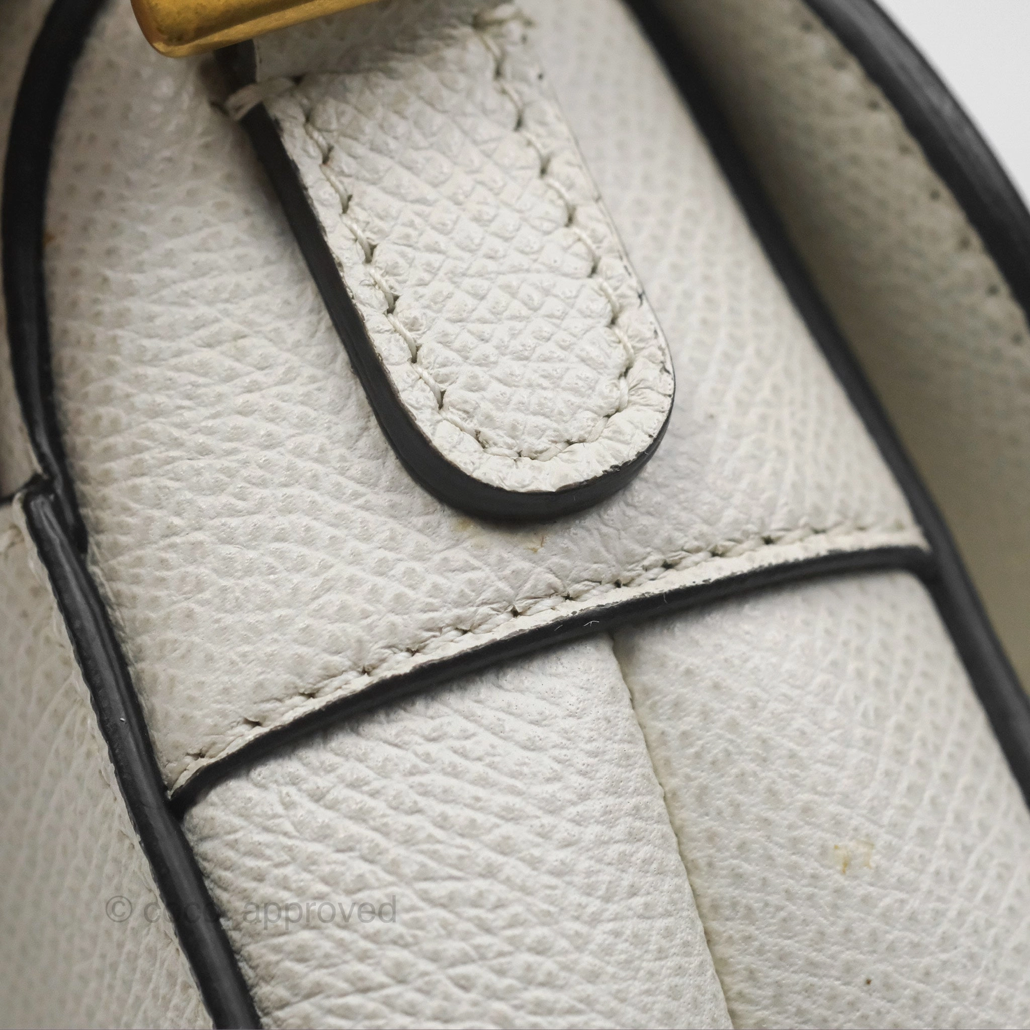 Christian Dior Mini Saddle Bag White Grained Calfskin Gold Hardware