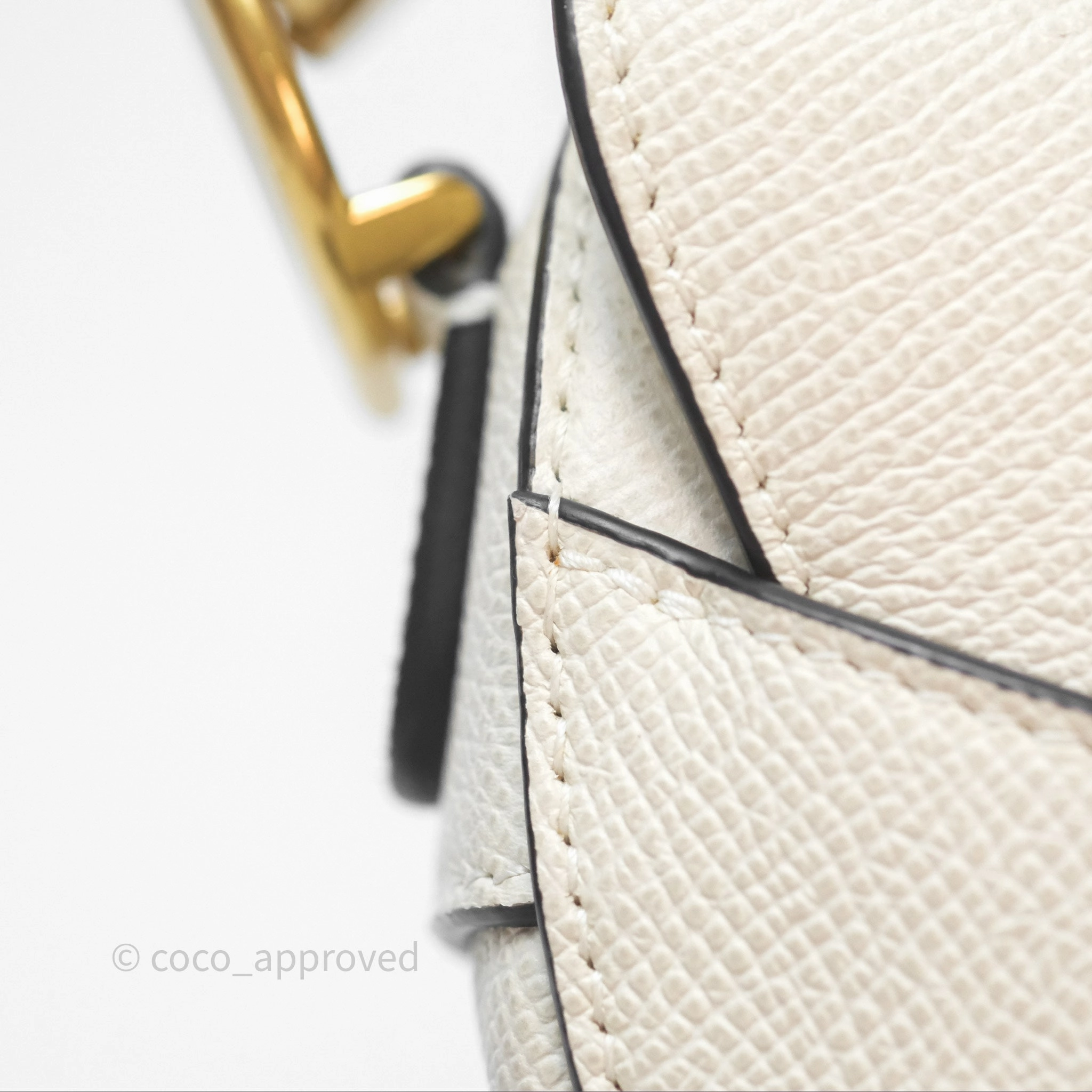Christian Dior Mini Saddle Bag White Grained Calfskin Gold Hardware