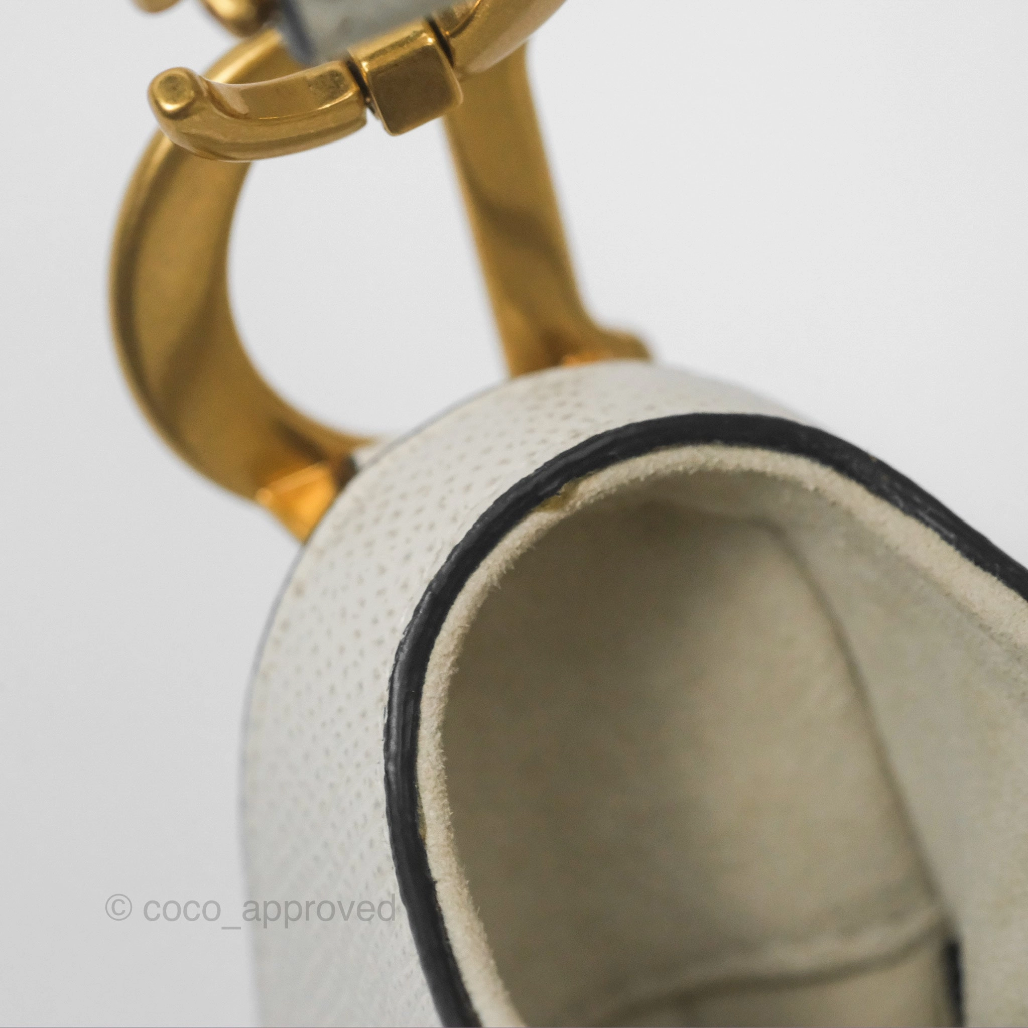 Christian Dior Mini Saddle Bag White Grained Calfskin Gold Hardware