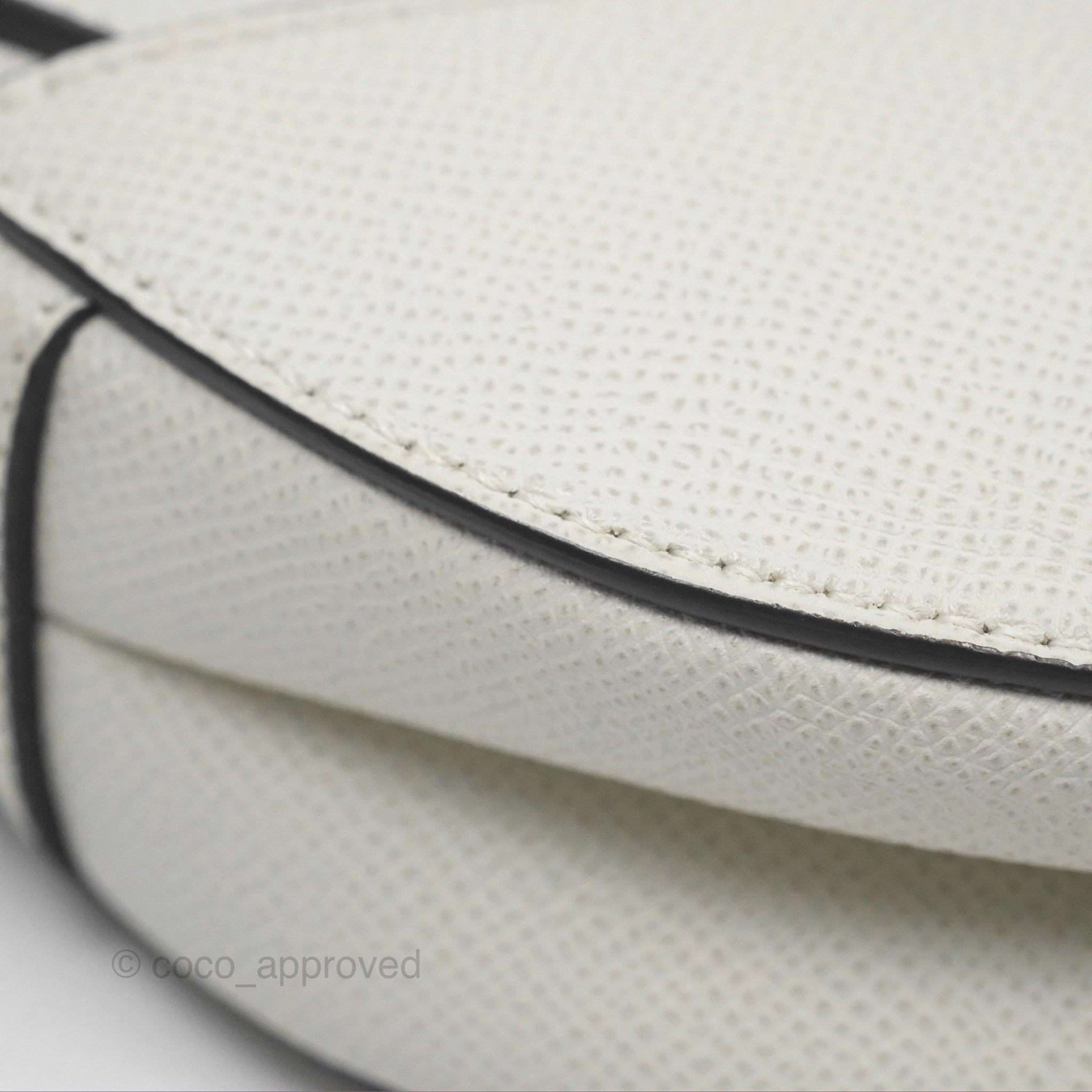 Christian Dior Mini Saddle Bag White Grained Calfskin Gold Hardware