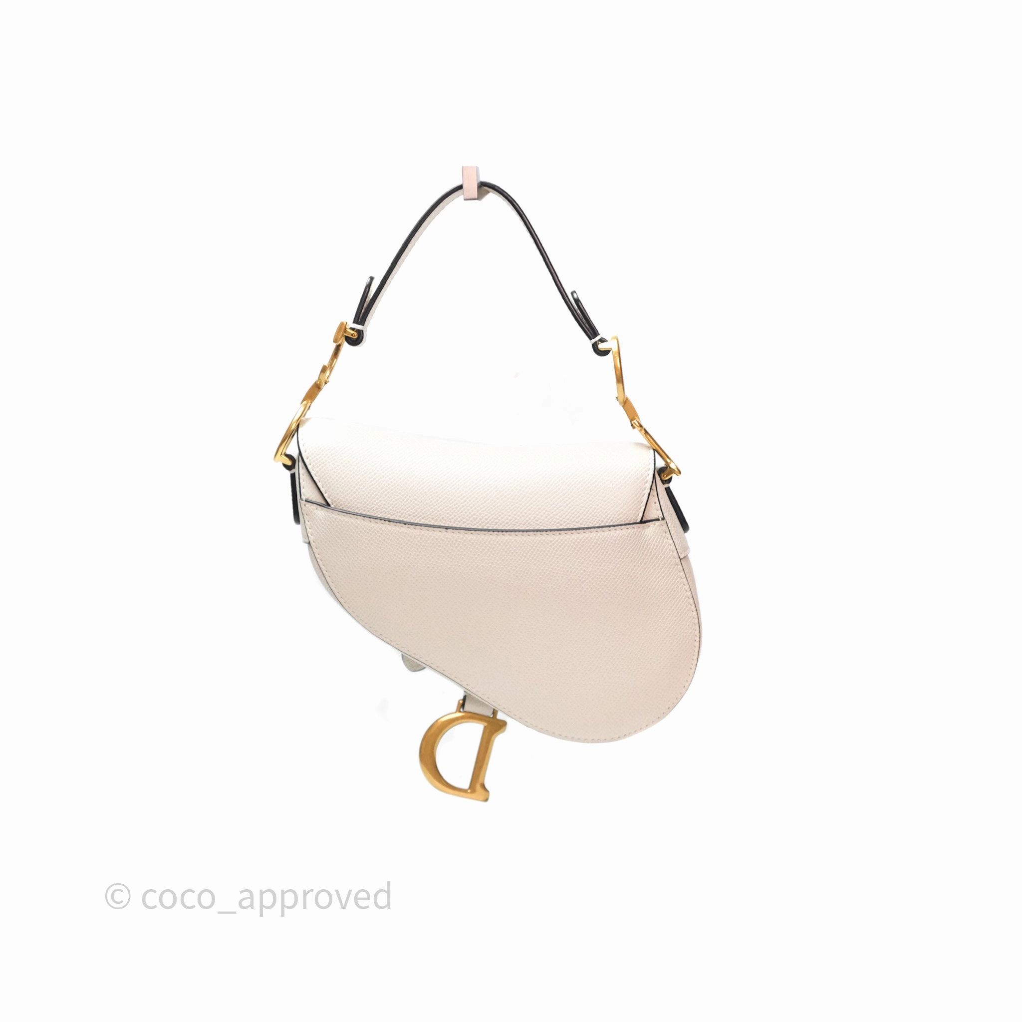 Christian Dior Mini Saddle Bag White Grained Calfskin Gold Hardware
