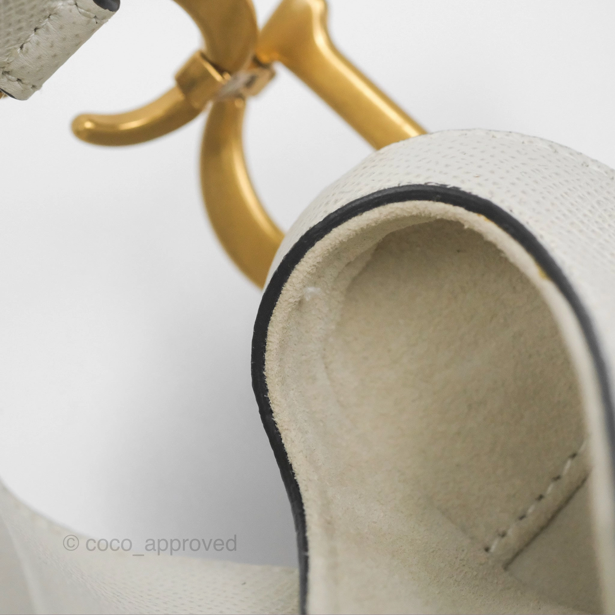 Christian Dior Mini Saddle Bag White Grained Calfskin Gold Hardware