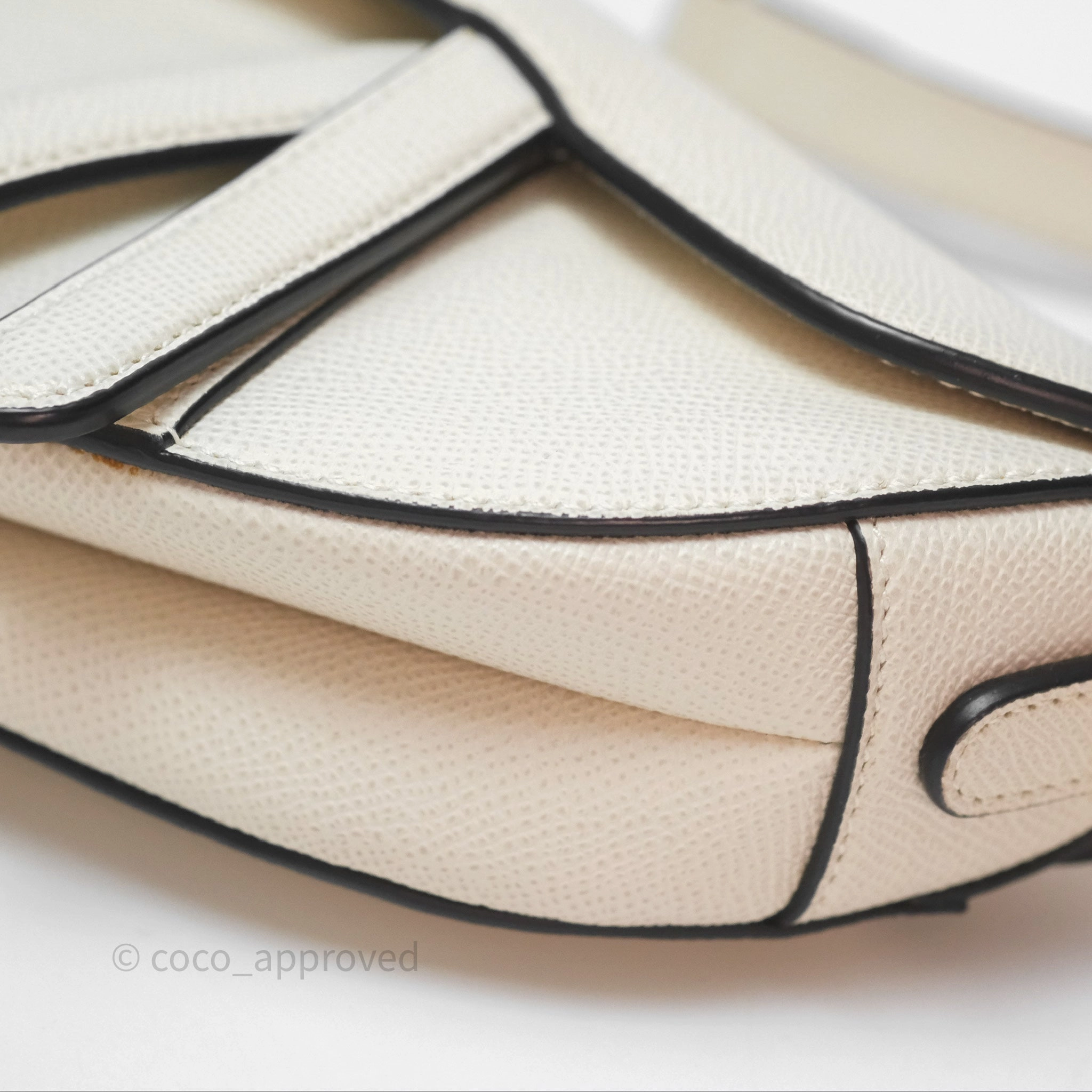 Christian Dior Mini Saddle Bag White Grained Calfskin Gold Hardware