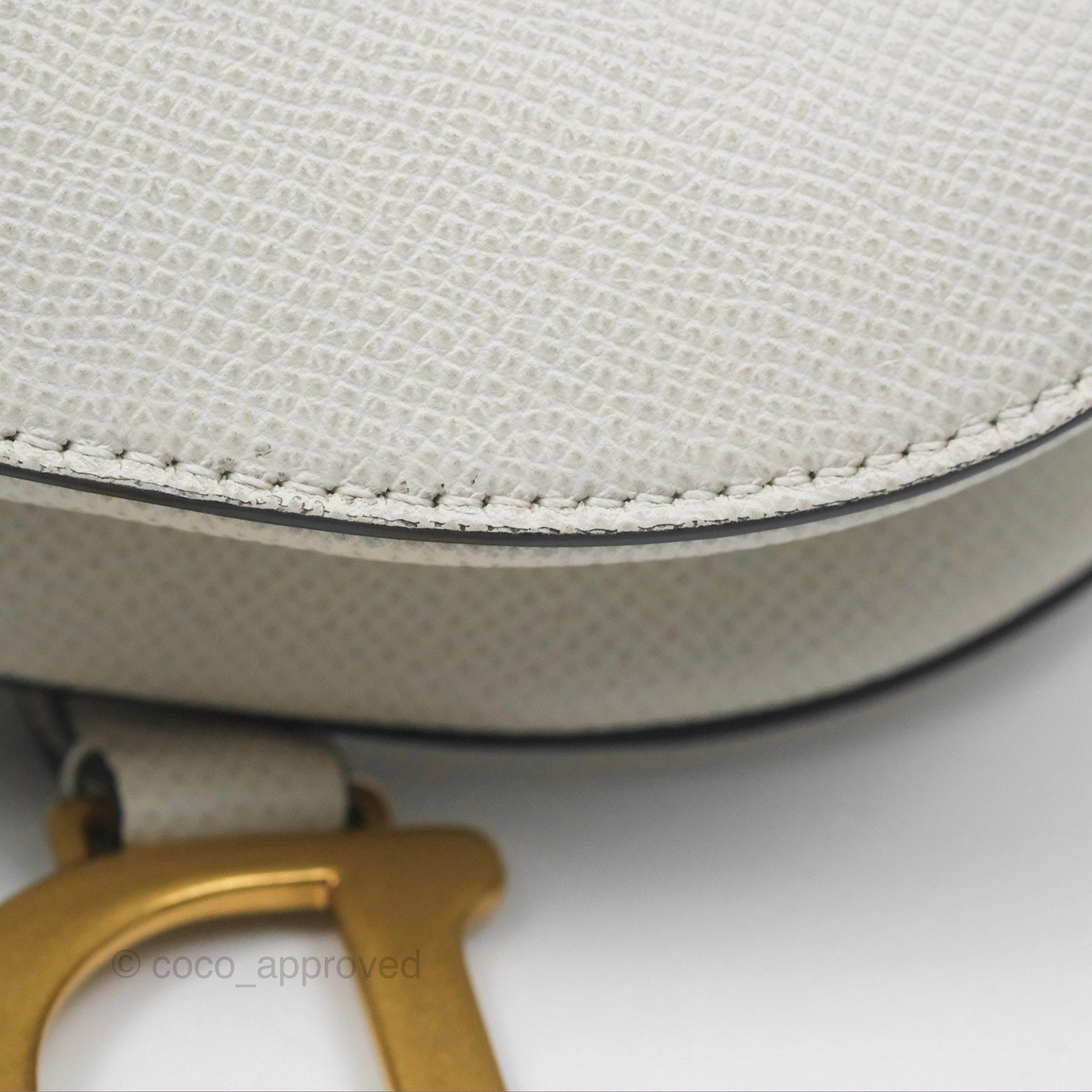 Christian Dior Mini Saddle Bag White Grained Calfskin Gold Hardware