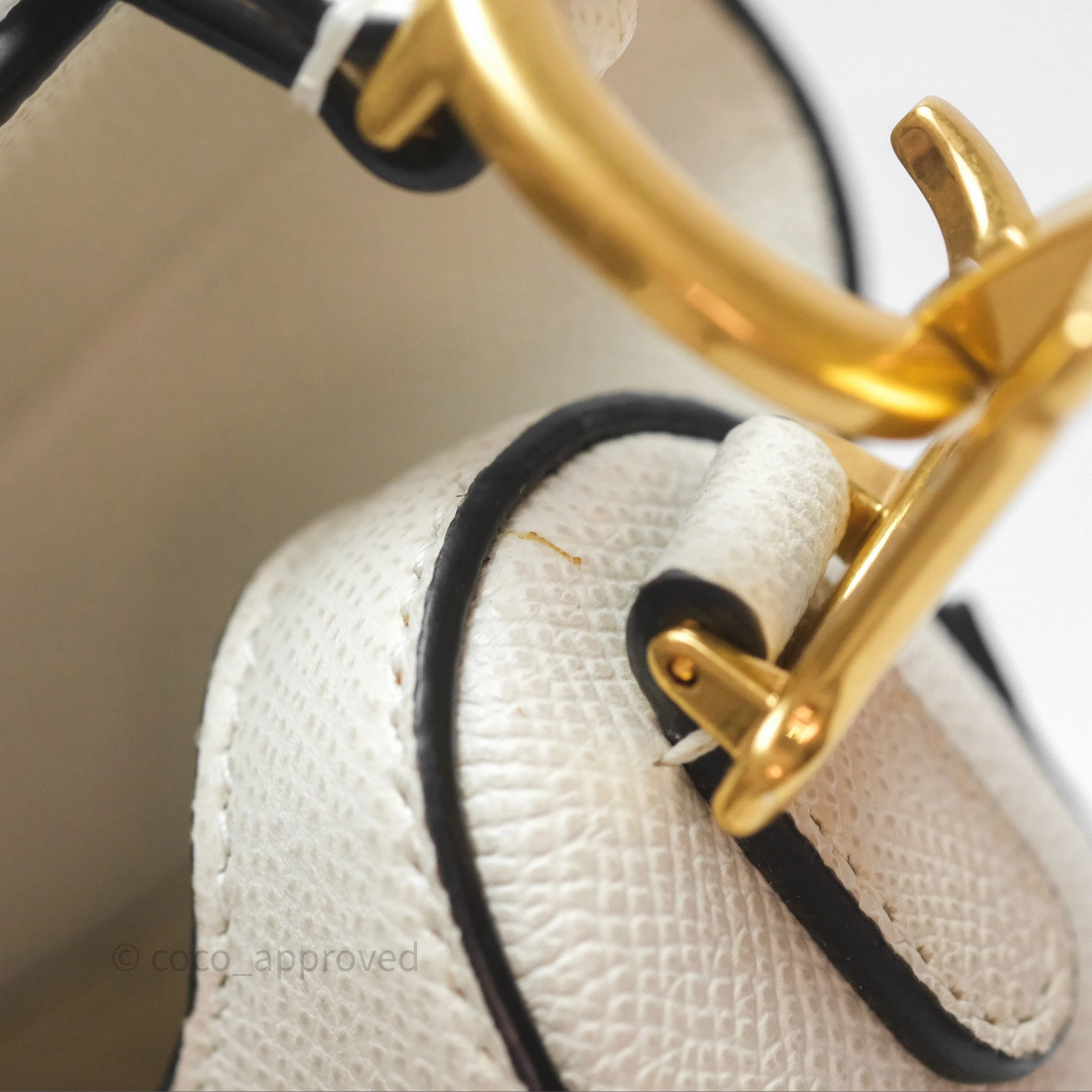 Christian Dior Mini Saddle Bag White Grained Calfskin Gold Hardware