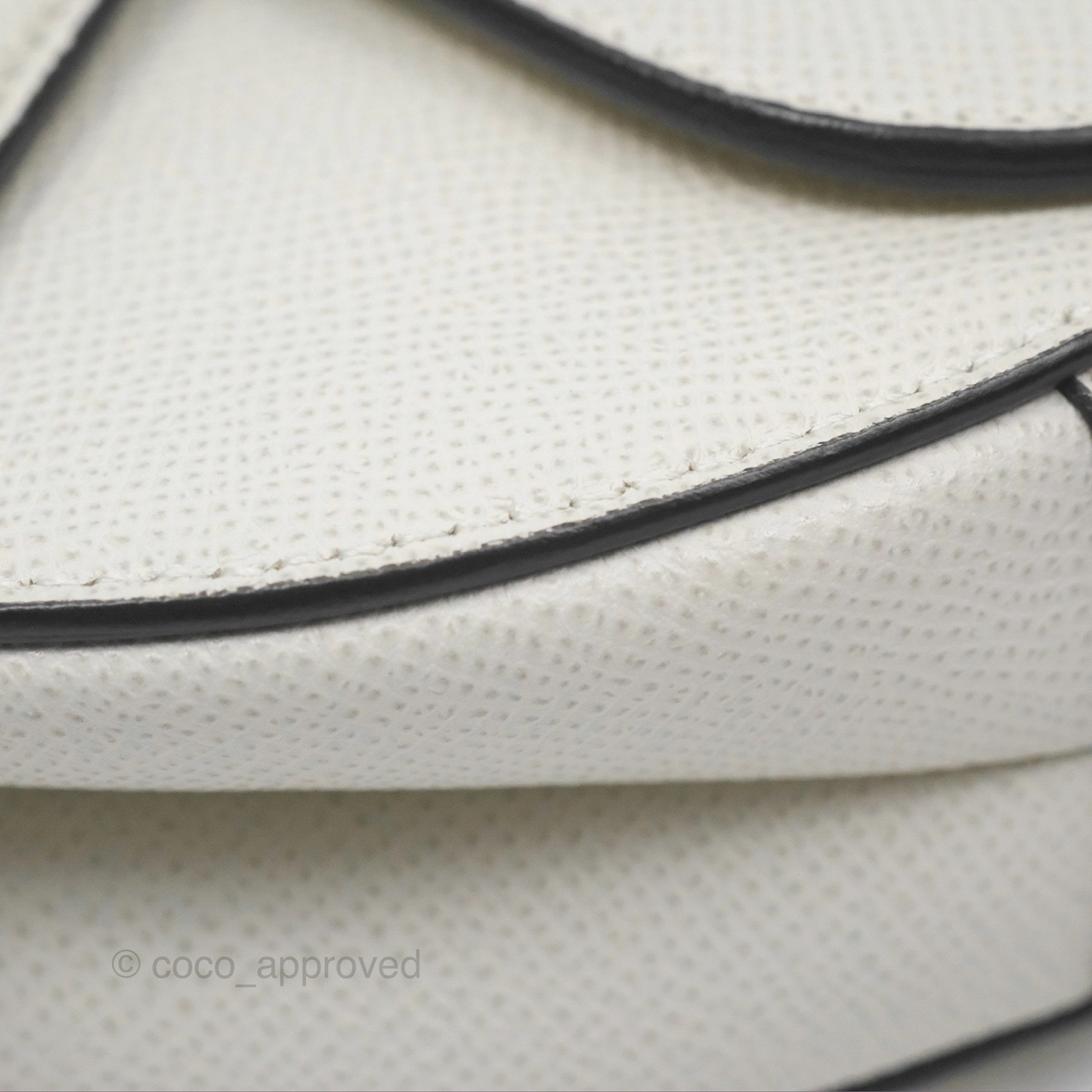Christian Dior Mini Saddle Bag White Grained Calfskin Gold Hardware