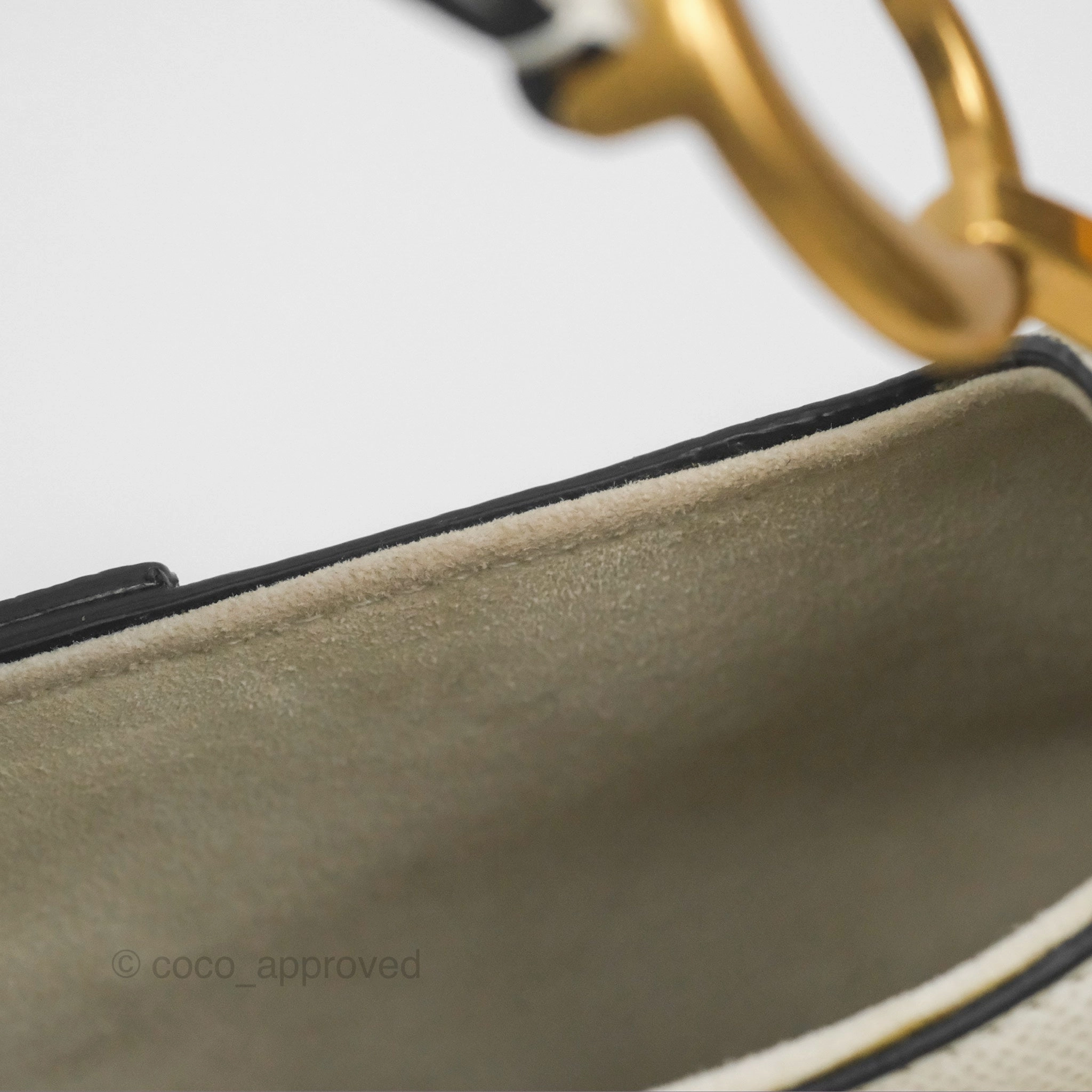 Christian Dior Mini Saddle Bag White Grained Calfskin Gold Hardware