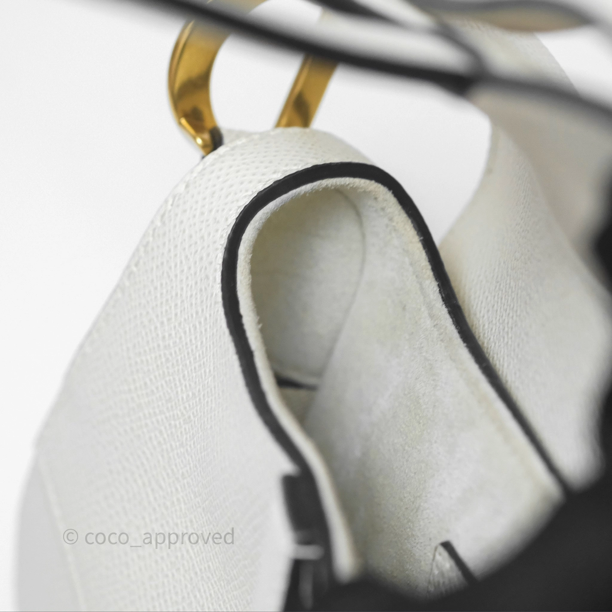Christian Dior Mini Saddle Bag White Grained Calfskin Gold Hardware