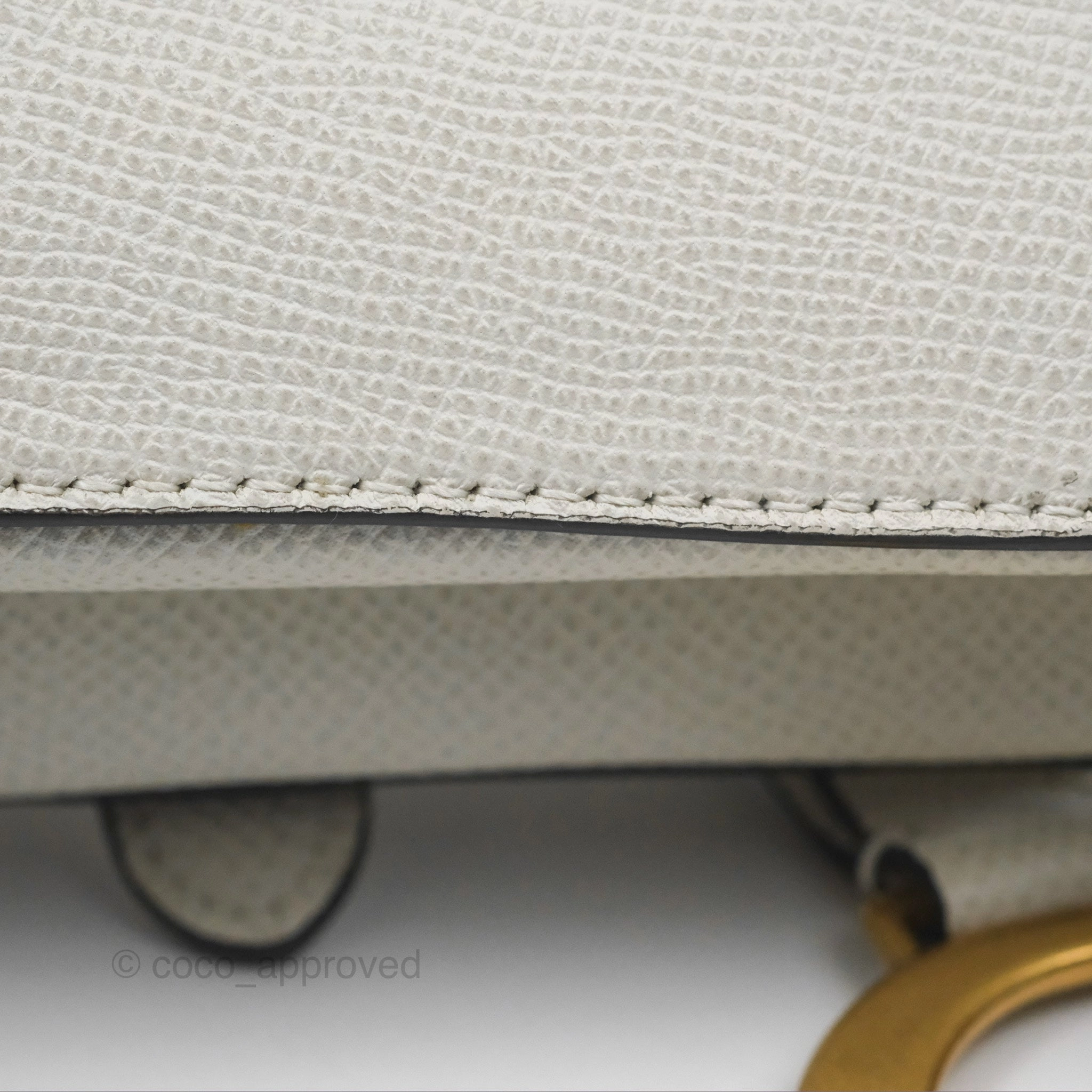 Christian Dior Mini Saddle Bag White Grained Calfskin Gold Hardware