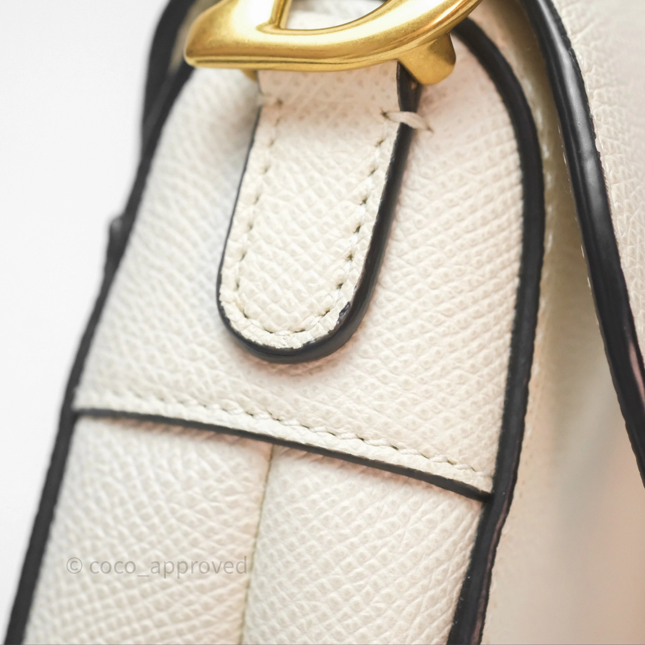 Christian Dior Mini Saddle Bag White Grained Calfskin Gold Hardware