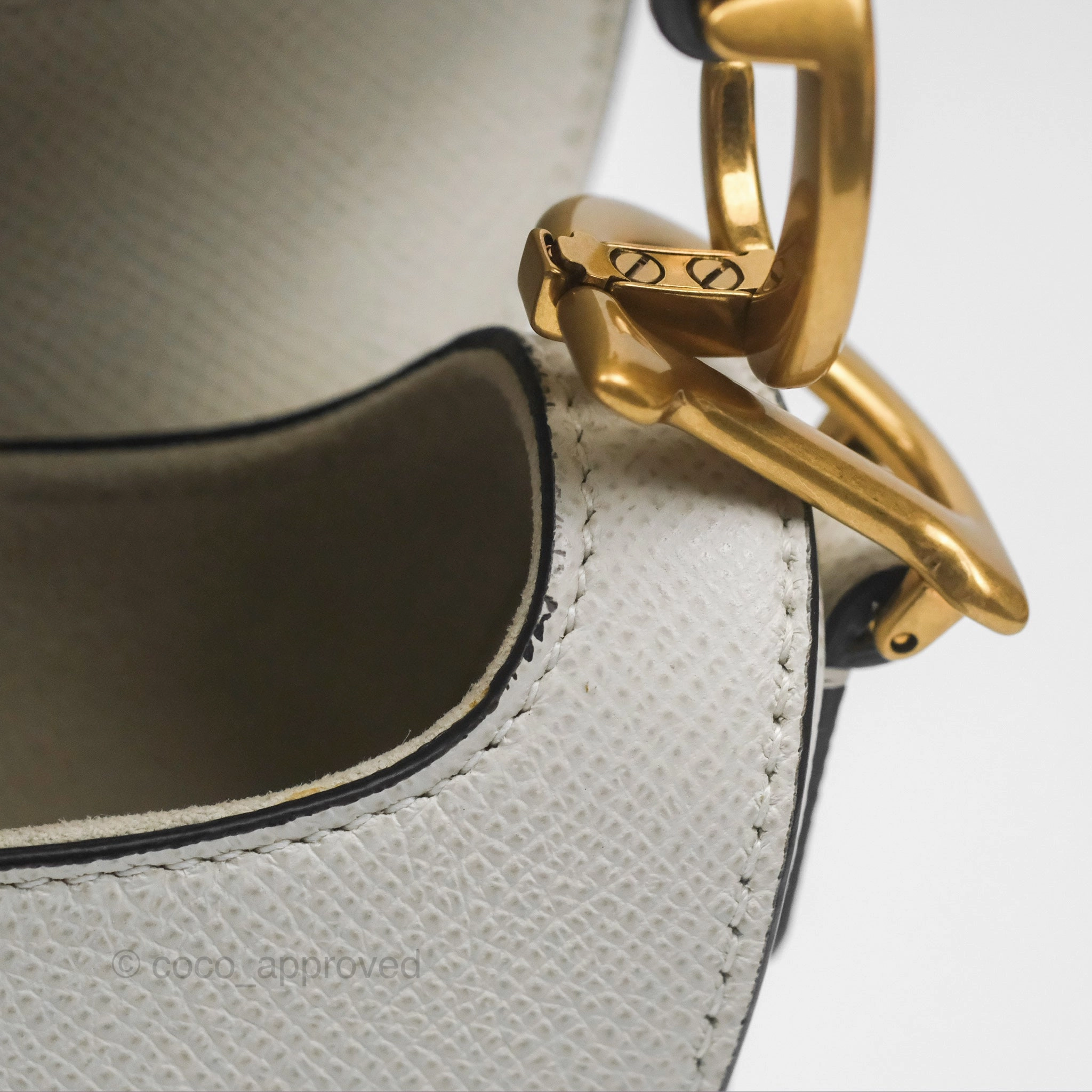 Christian Dior Mini Saddle Bag White Grained Calfskin Gold Hardware