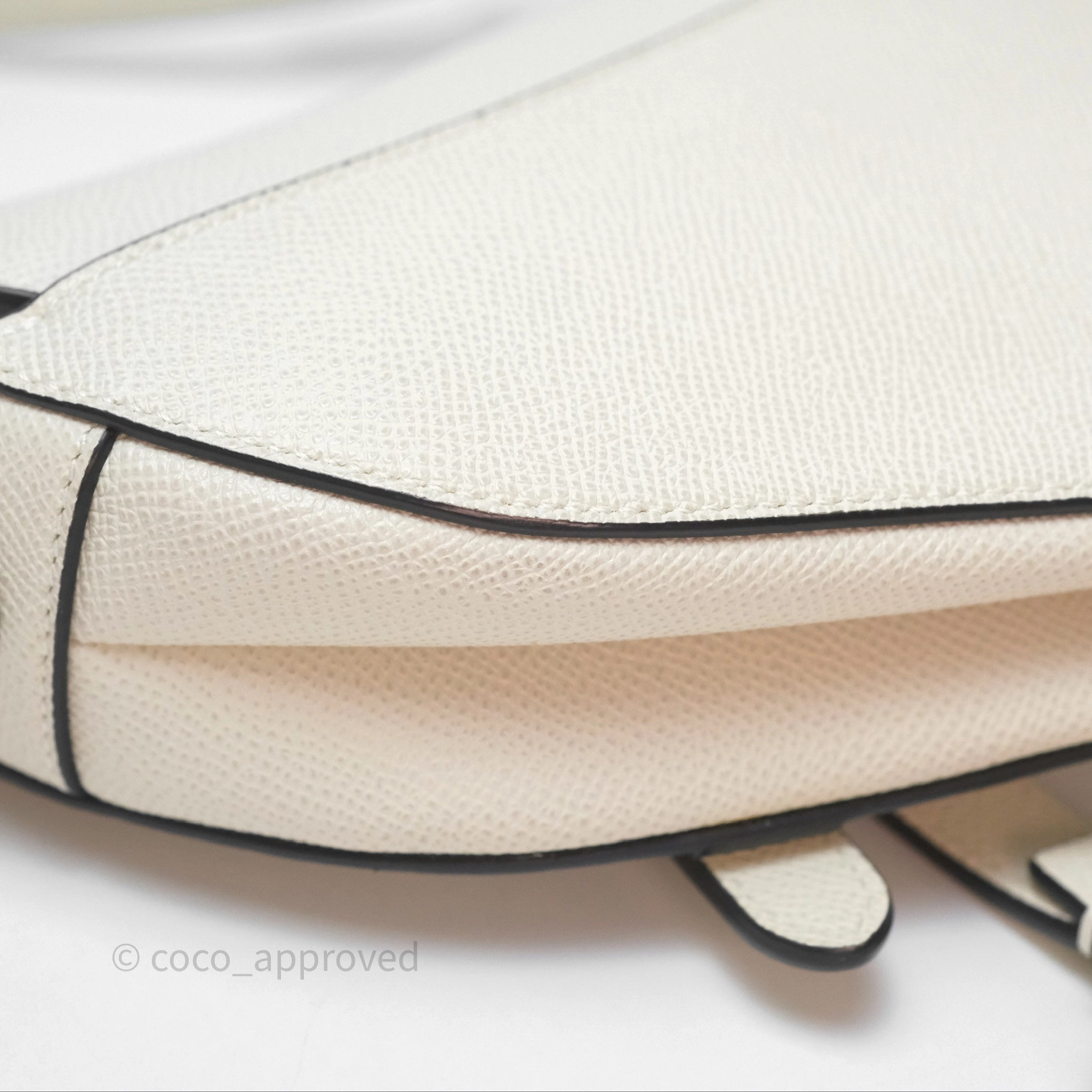 Christian Dior Mini Saddle Bag White Grained Calfskin Gold Hardware