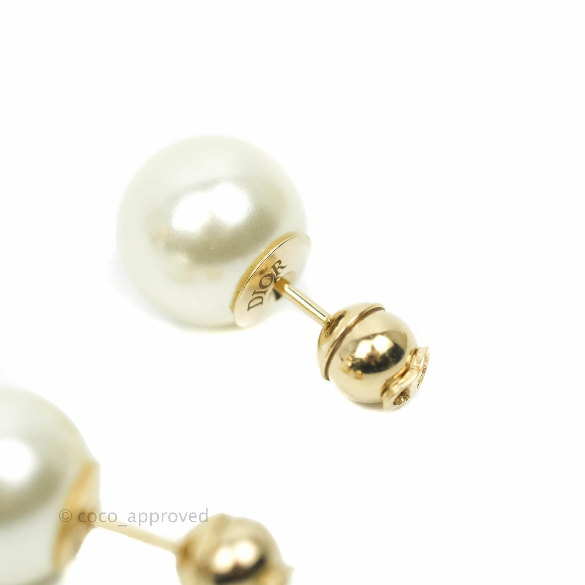 Christian Dior Mini Tribales Pearl Earrings Gold Tone