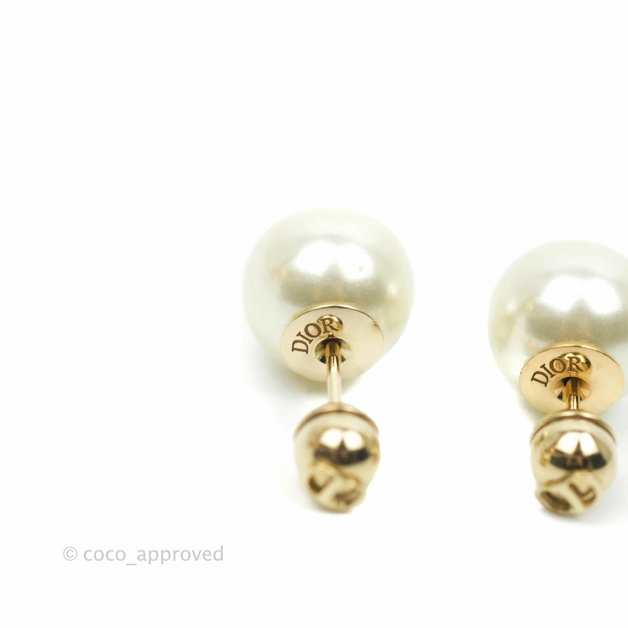 Christian Dior Mini Tribales Pearl Earrings Gold Tone