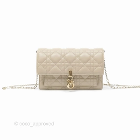 Christian Dior My Dior Daily Chain Pouch Sand-Colored Cannage Lambskin Gold Hardware