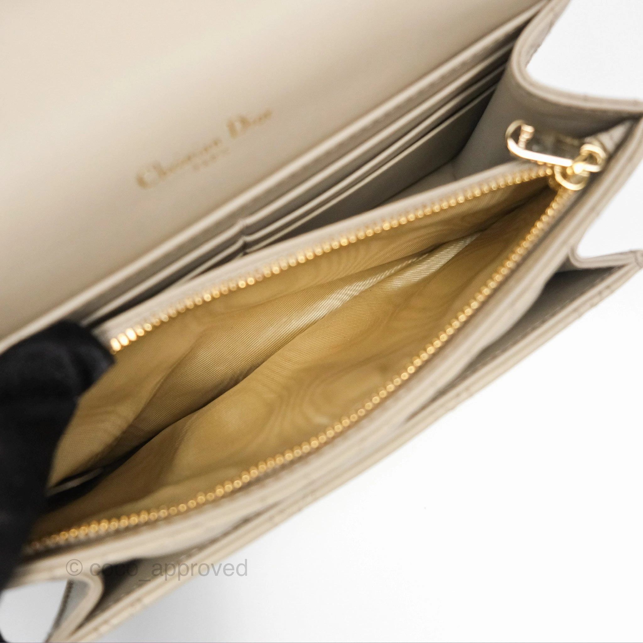 Christian Dior My Dior Daily Chain Pouch Sand-Colored Cannage Lambskin Gold Hardware
