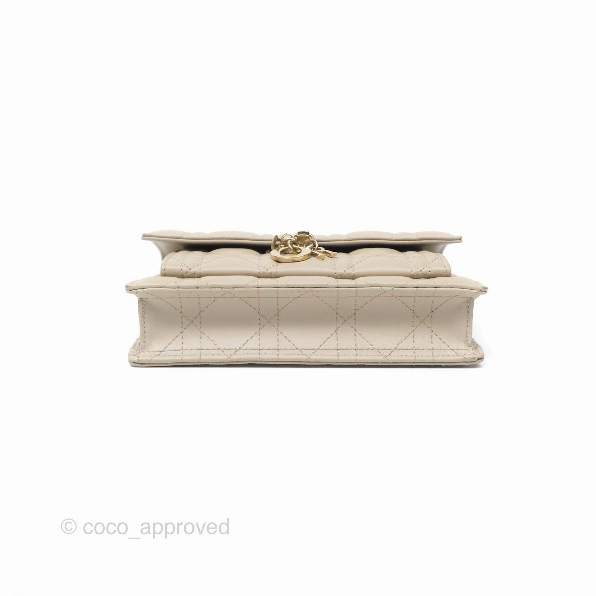 Christian Dior My Dior Daily Chain Pouch Sand-Colored Cannage Lambskin Gold Hardware