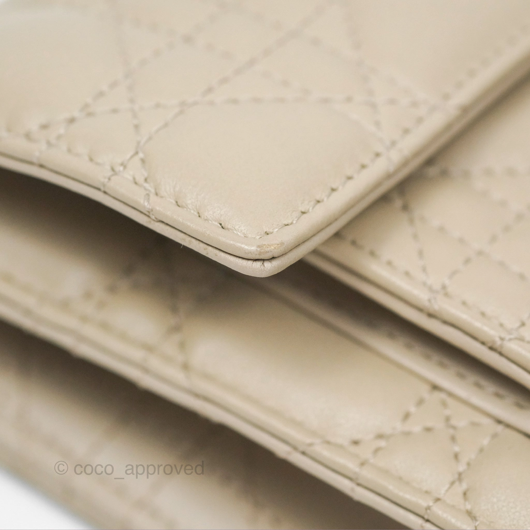 Christian Dior My Dior Daily Chain Pouch Sand-Colored Cannage Lambskin Gold Hardware