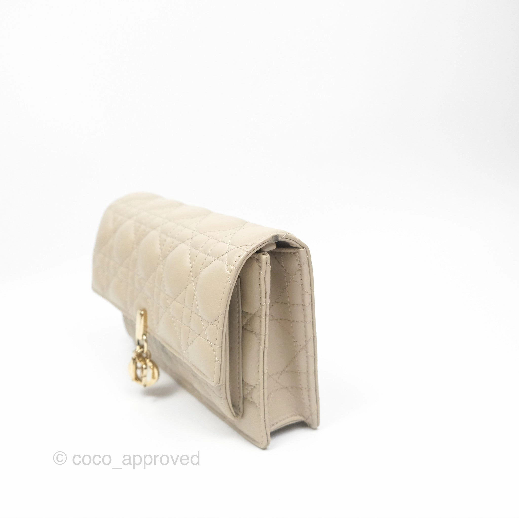 Christian Dior My Dior Daily Chain Pouch Sand-Colored Cannage Lambskin Gold Hardware