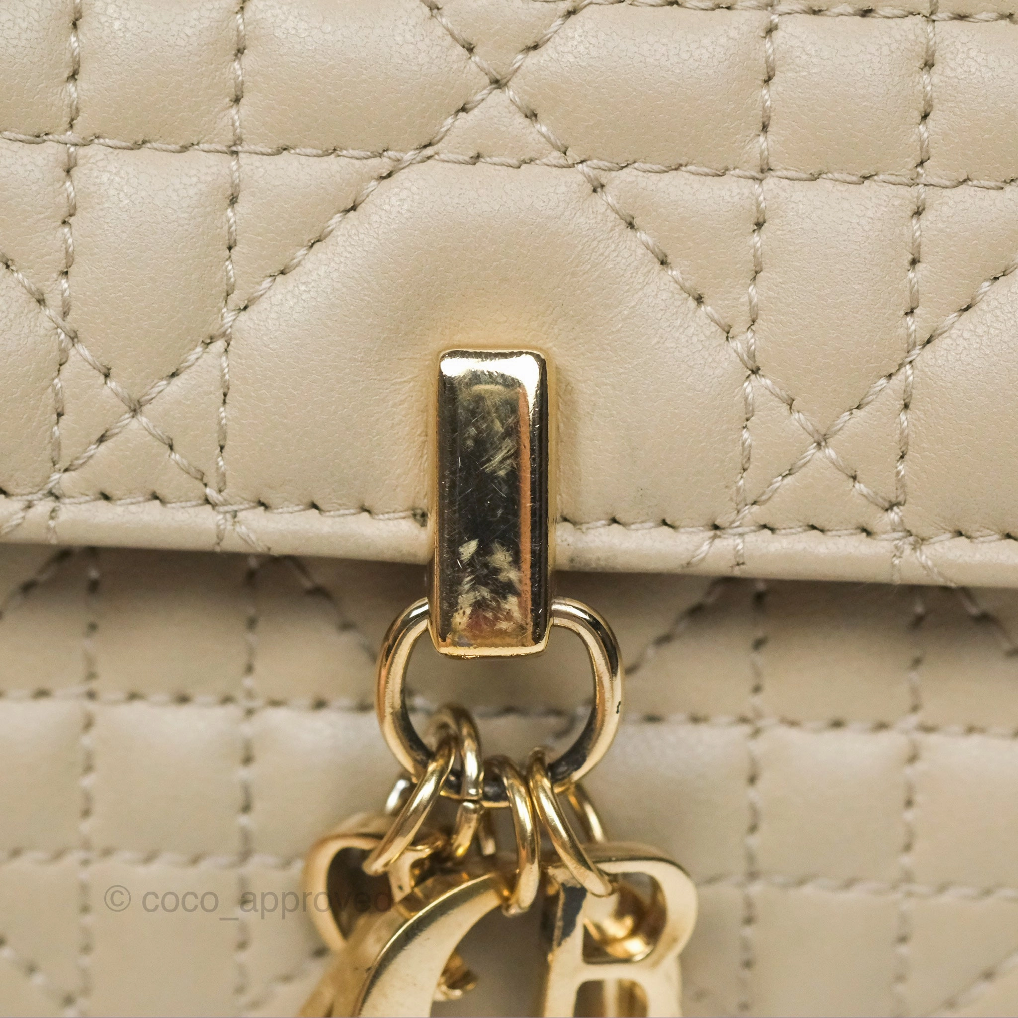 Christian Dior My Dior Daily Chain Pouch Sand-Colored Cannage Lambskin Gold Hardware
