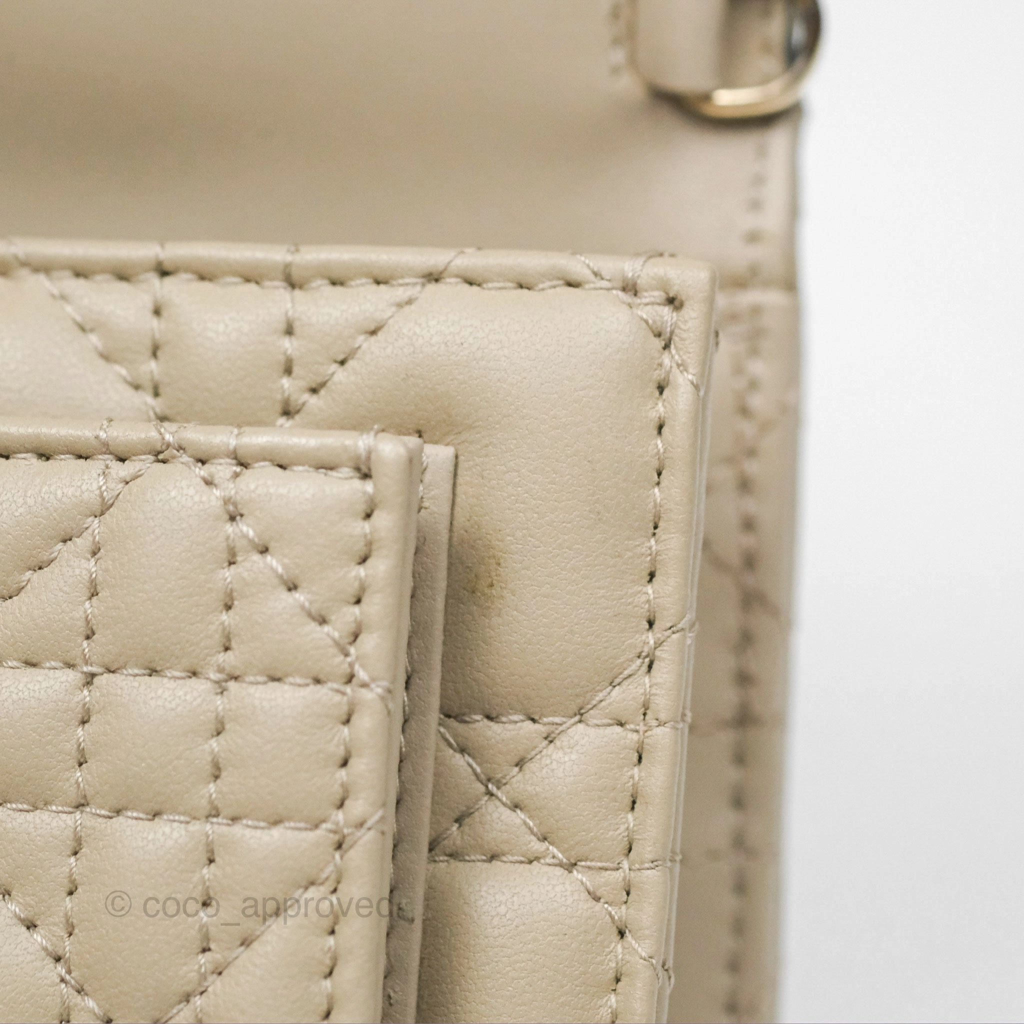 Christian Dior My Dior Daily Chain Pouch Sand-Colored Cannage Lambskin Gold Hardware