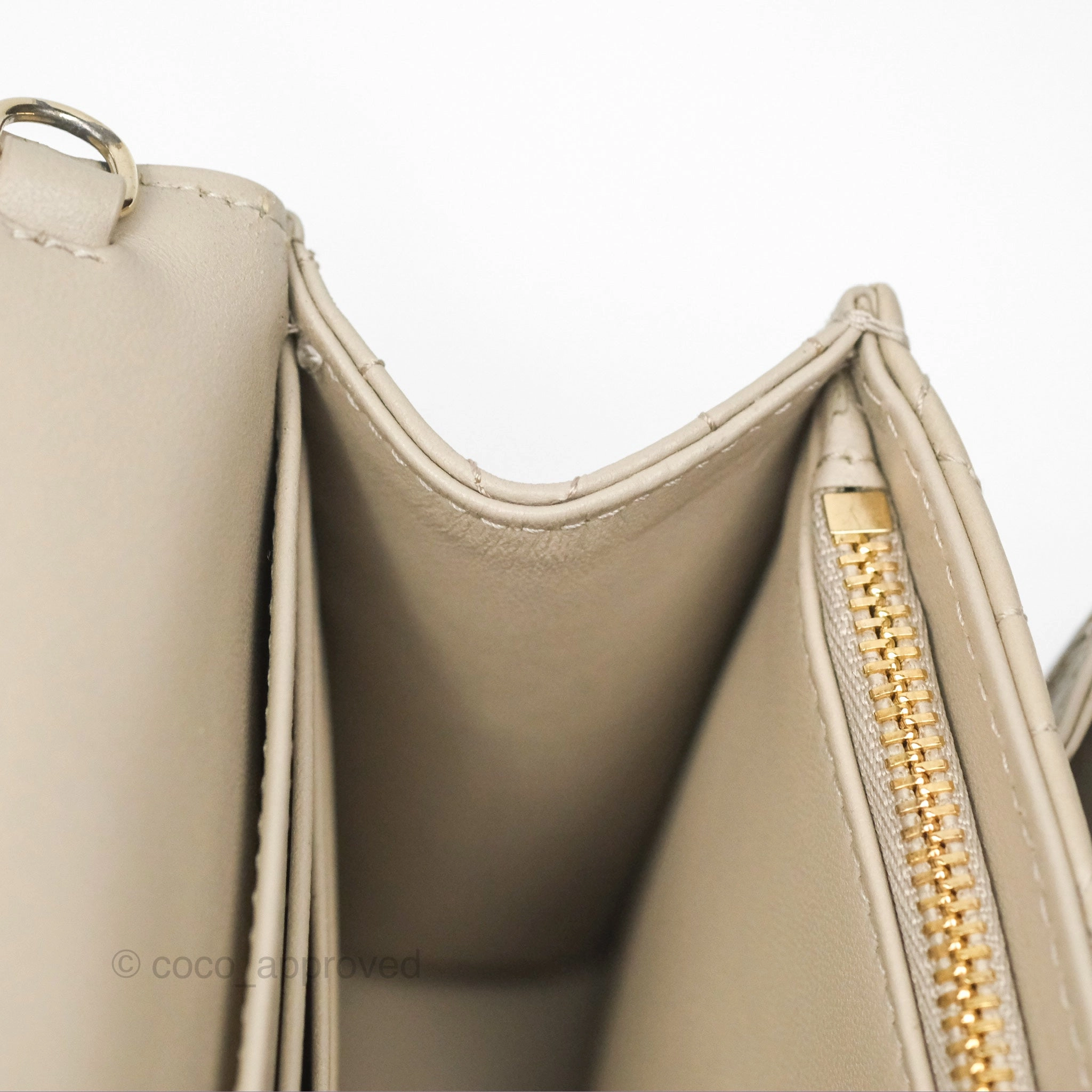 Christian Dior My Dior Daily Chain Pouch Sand-Colored Cannage Lambskin Gold Hardware