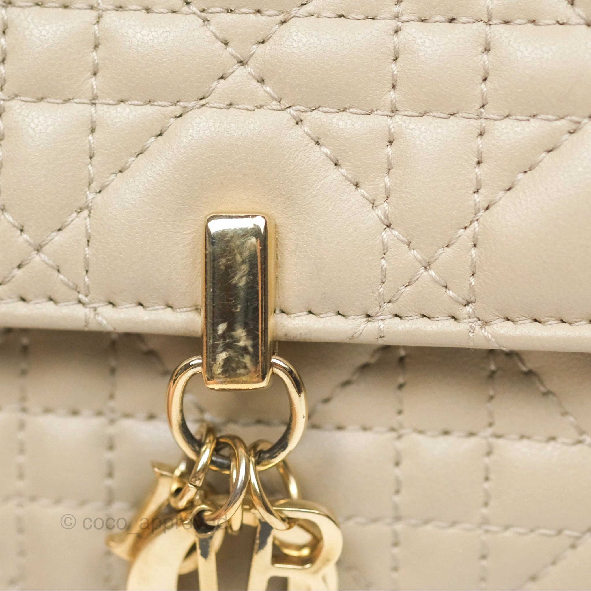Christian Dior My Dior Daily Chain Pouch Sand-Colored Cannage Lambskin Gold Hardware