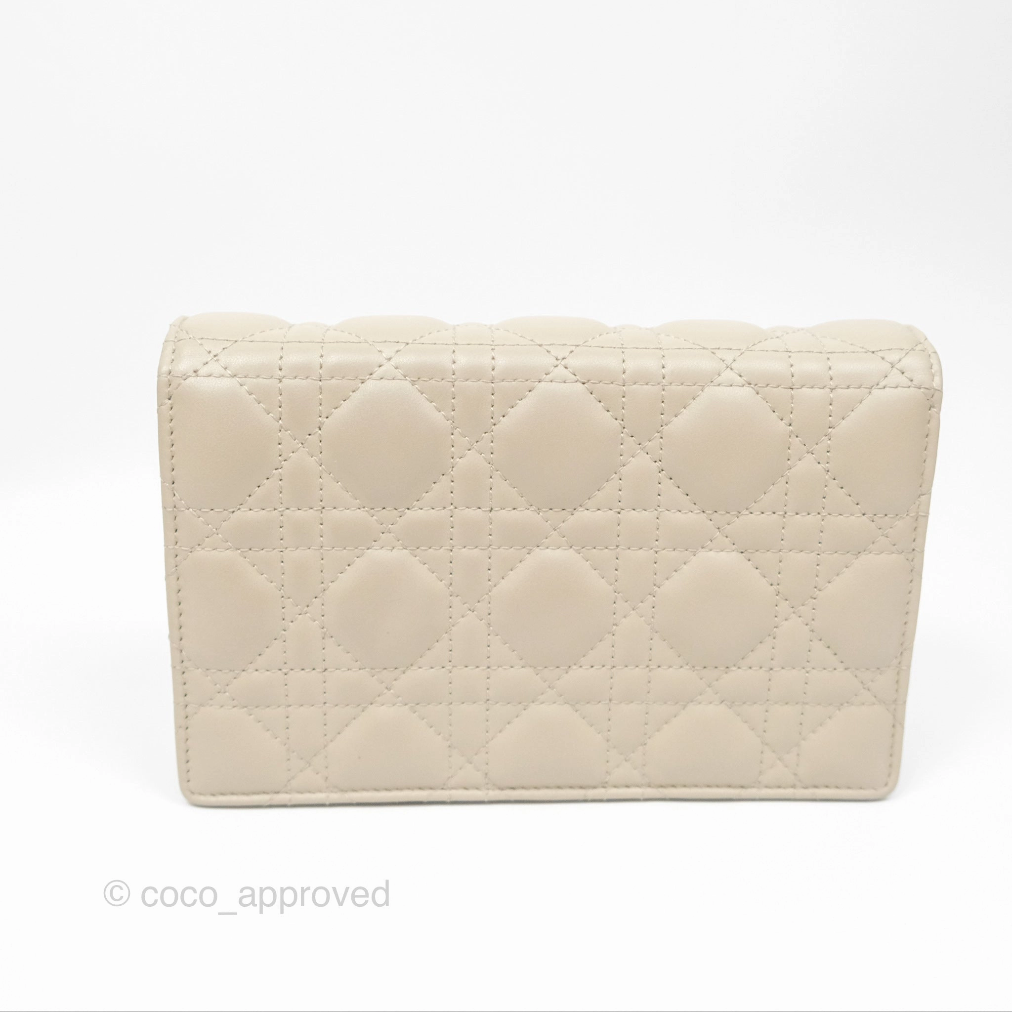 Christian Dior My Dior Daily Chain Pouch Sand-Colored Cannage Lambskin Gold Hardware