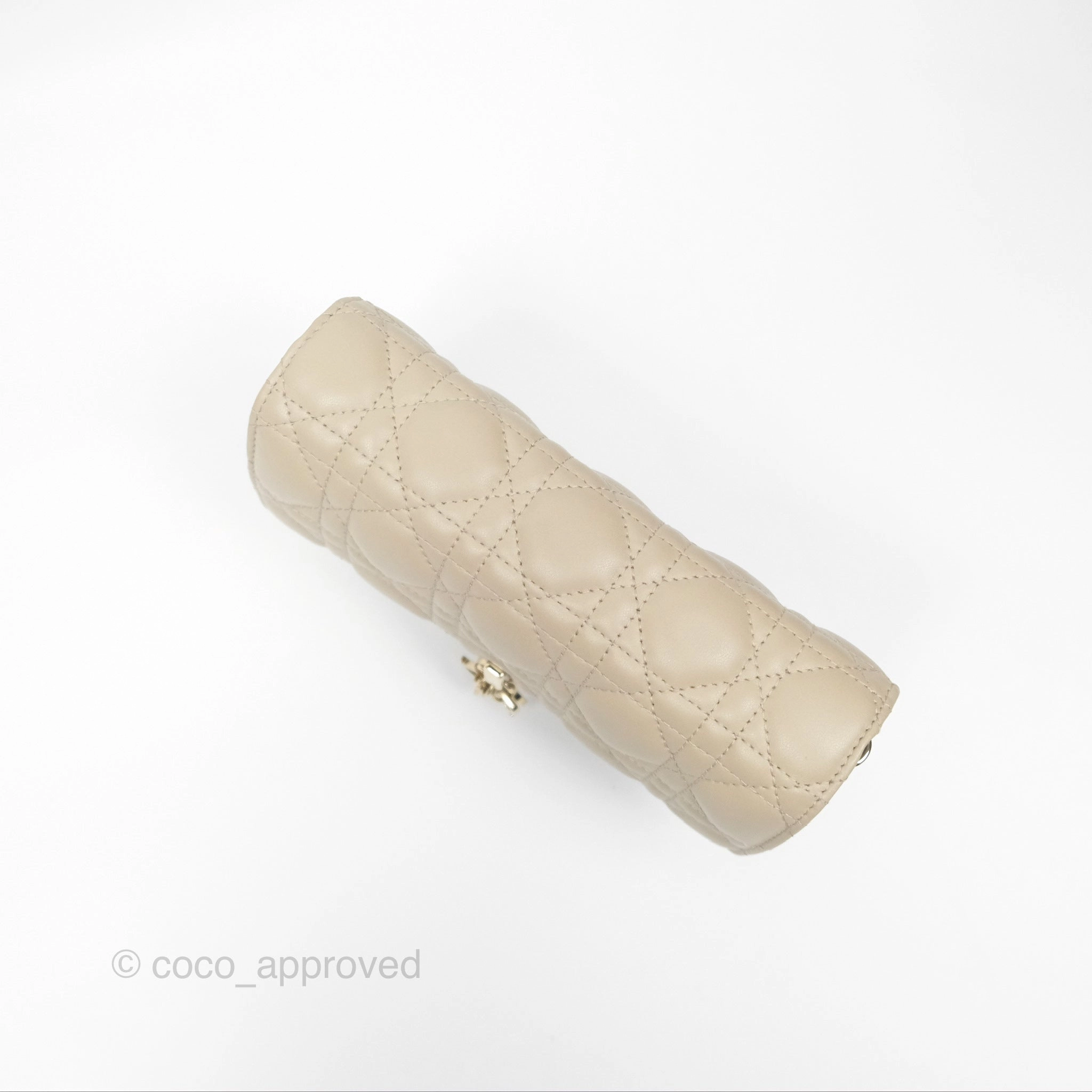 Christian Dior My Dior Daily Chain Pouch Sand-Colored Cannage Lambskin Gold Hardware
