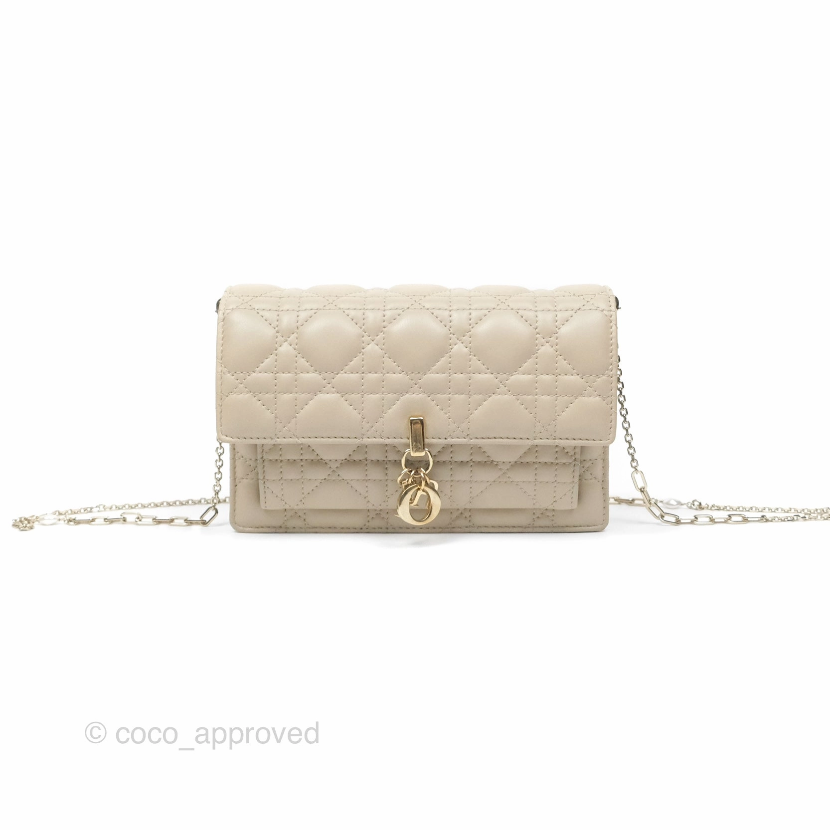 Christian Dior My Dior Daily Chain Pouch Sand-Colored Cannage Lambskin Gold Hardware