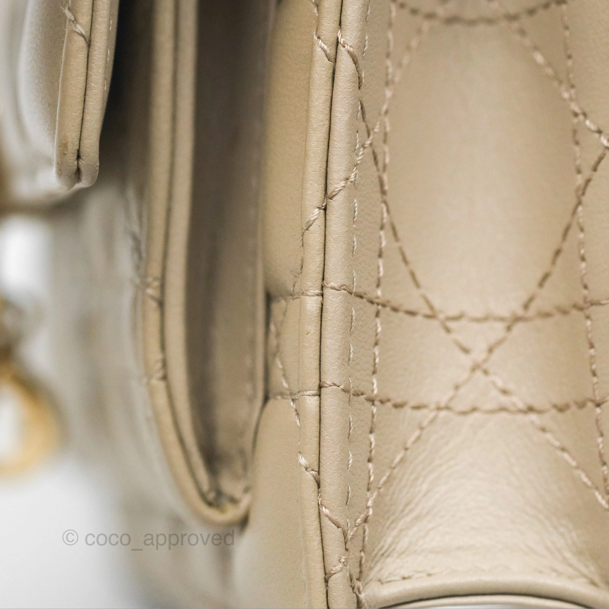 Christian Dior My Dior Daily Chain Pouch Sand-Colored Cannage Lambskin Gold Hardware