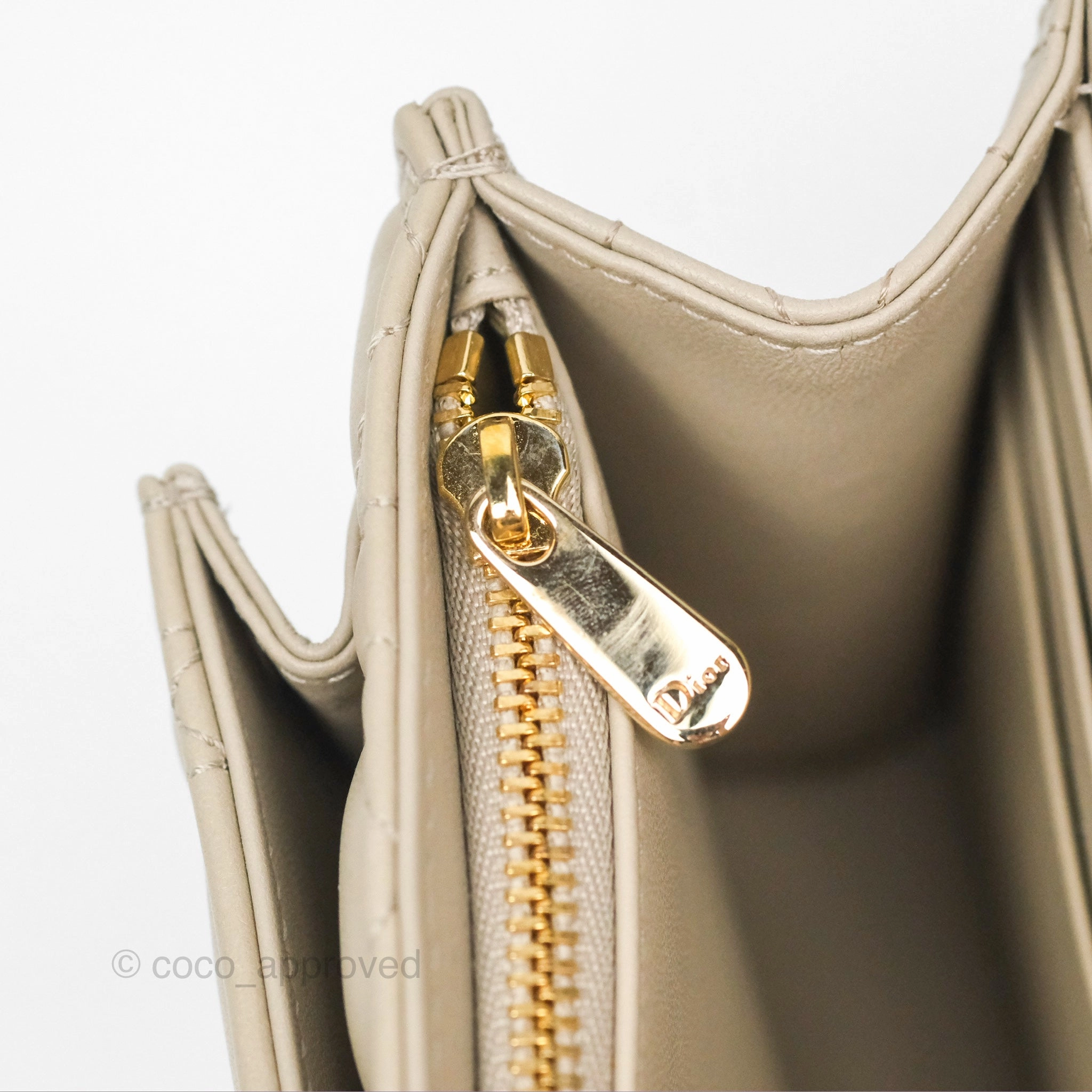 Christian Dior My Dior Daily Chain Pouch Sand-Colored Cannage Lambskin Gold Hardware