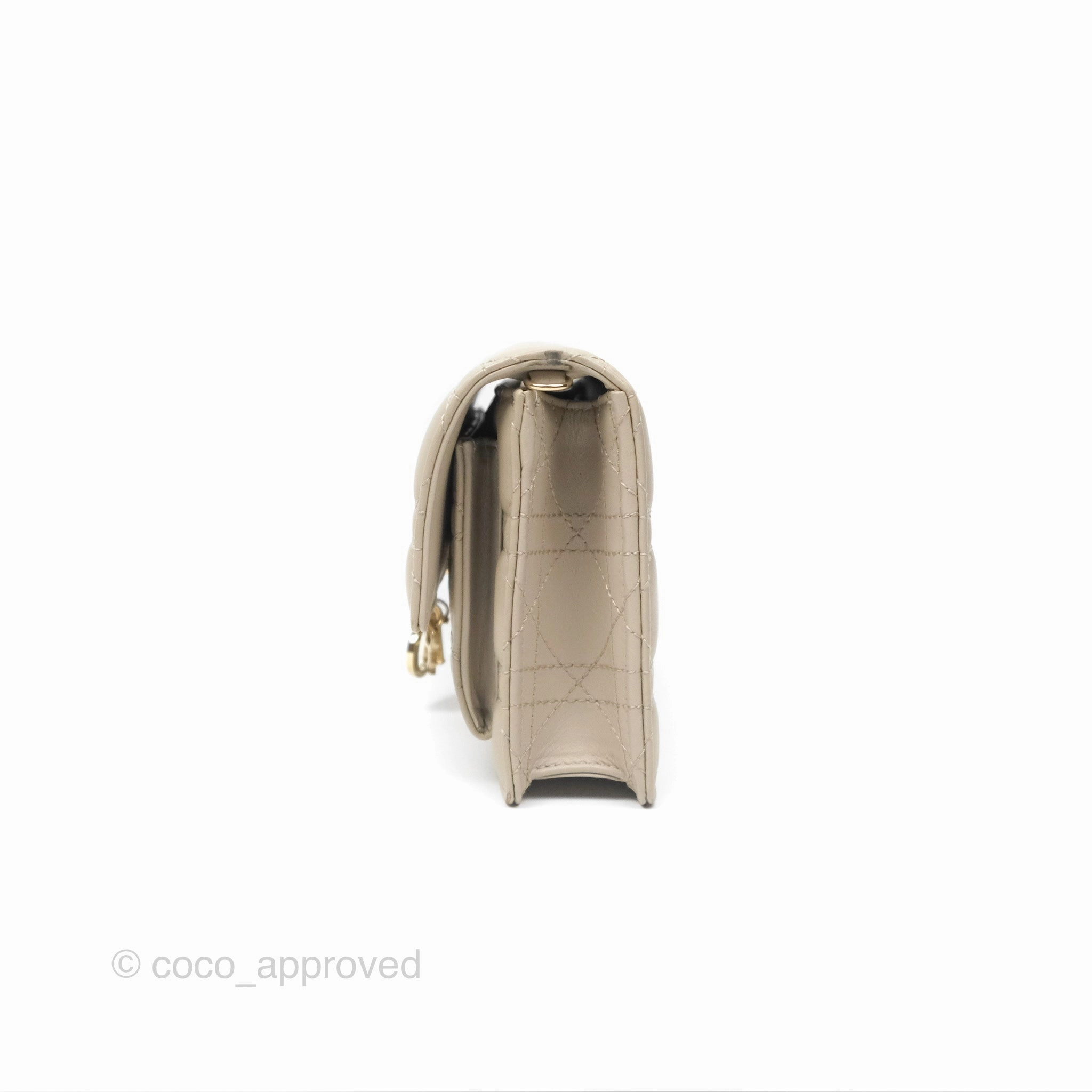 Christian Dior My Dior Daily Chain Pouch Sand-Colored Cannage Lambskin Gold Hardware