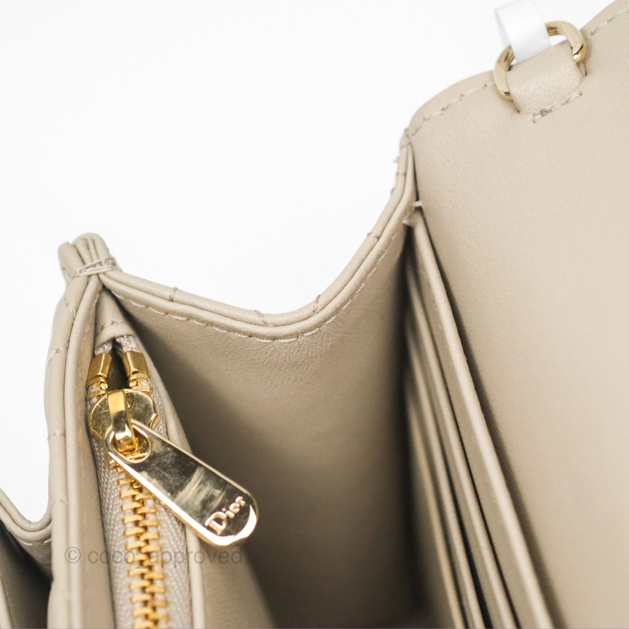 Christian Dior My Dior Daily Chain Pouch Sand-Colored Cannage Lambskin Gold Hardware