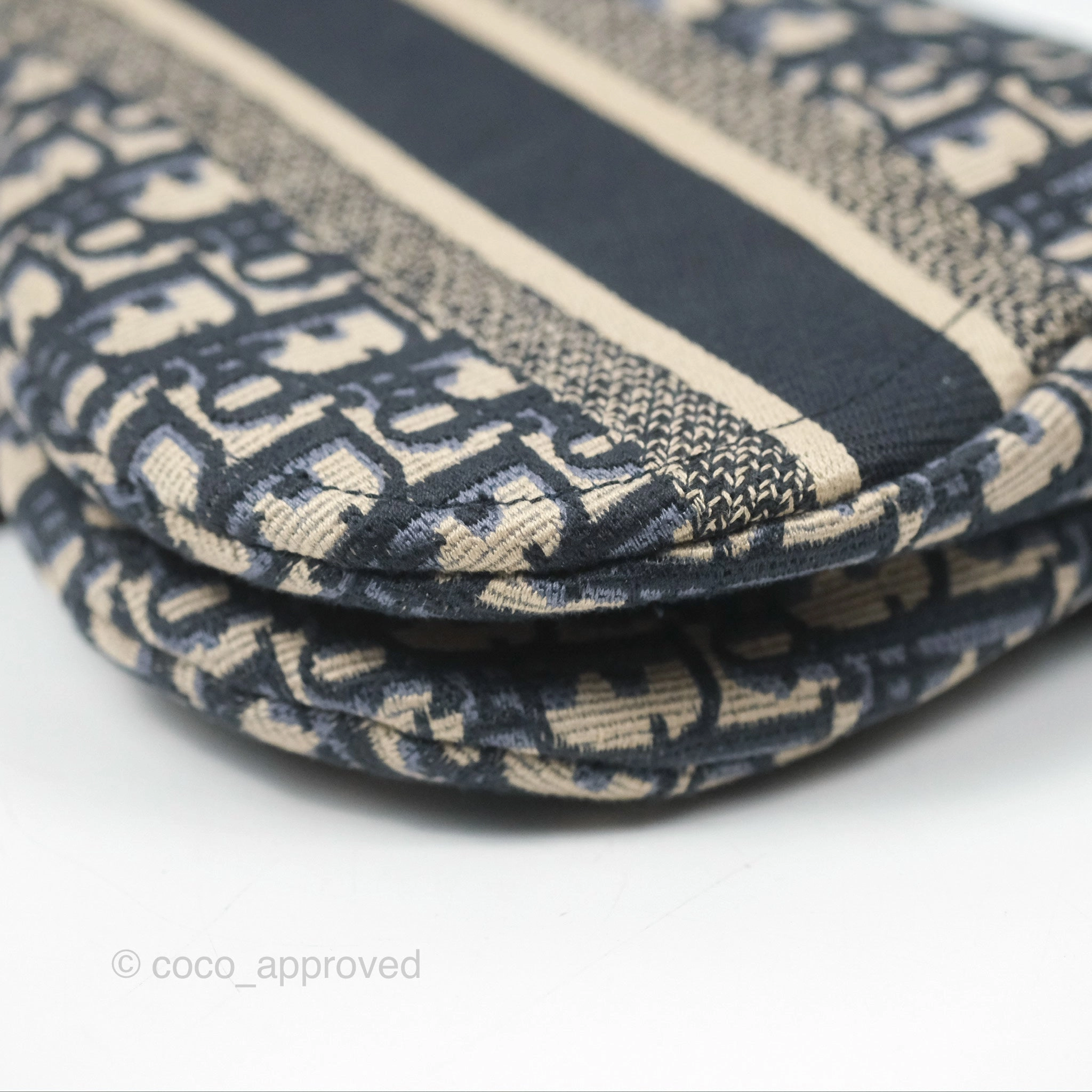 Christian Dior Navy Saddle Bag Dior Oblique Embroidery Gold Hardware