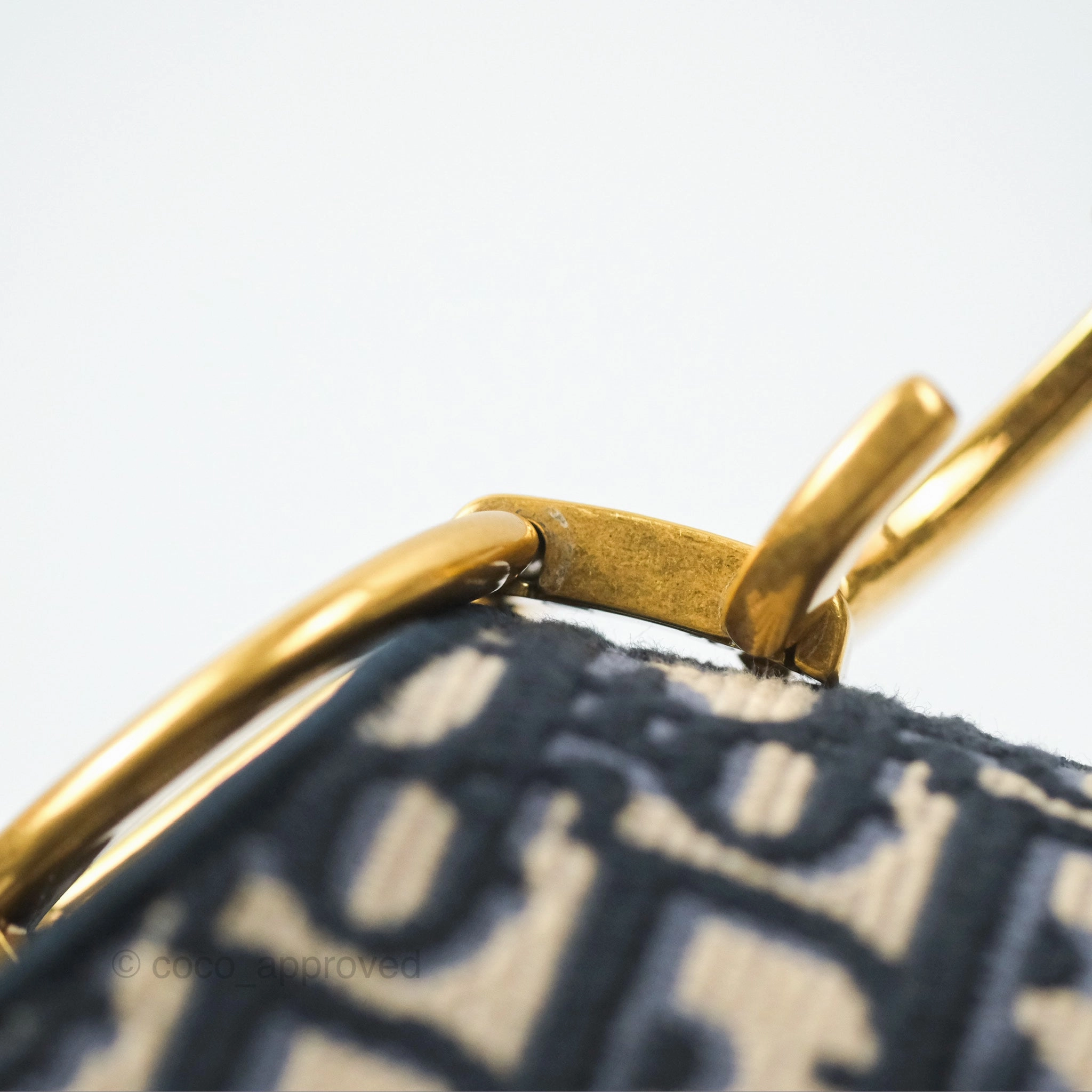 Christian Dior Navy Saddle Bag Dior Oblique Embroidery Gold Hardware